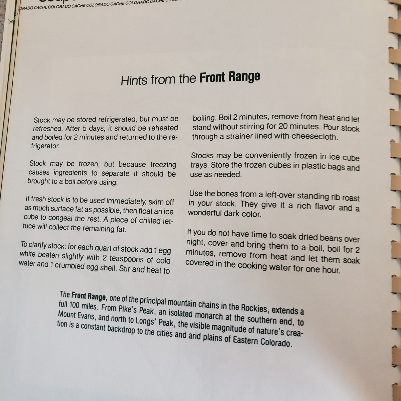Colorado Cache Cookbook 430 Pages Great Book