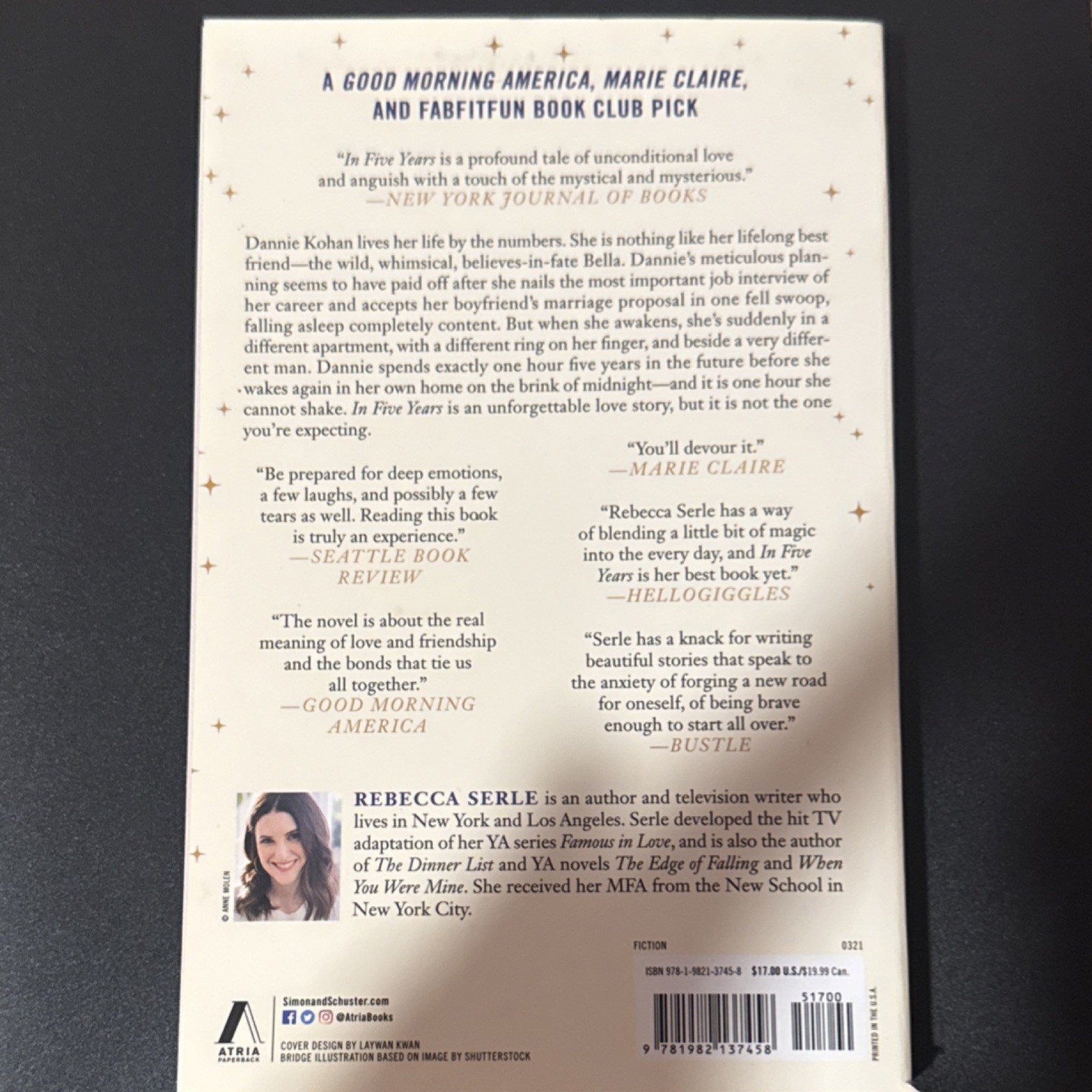 In Five Years by Rebecca Serle Trade Paperback Atria Books Love Friendship Novel