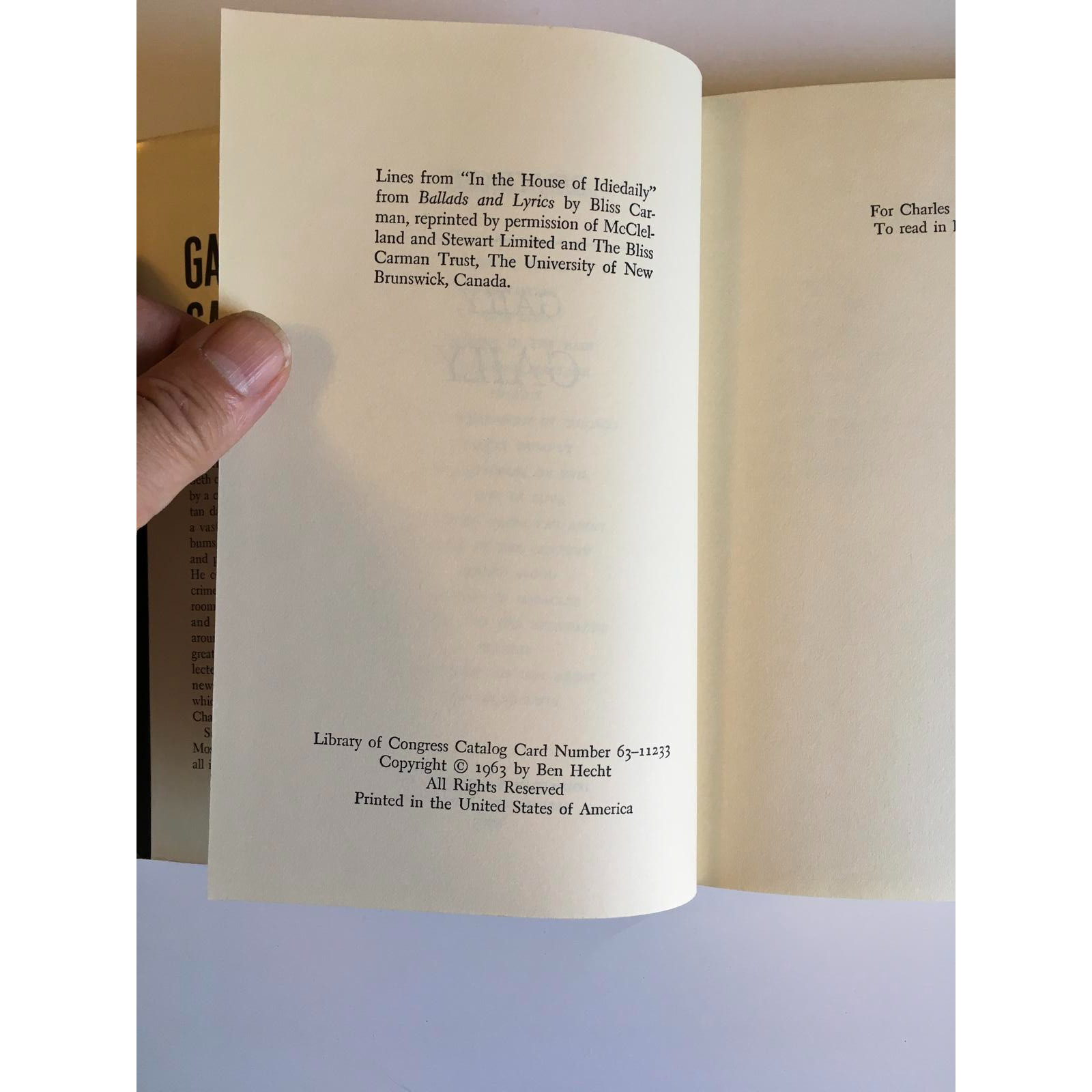 Gaily, Gaily by Ben Hecht 1963 Hardcover Book