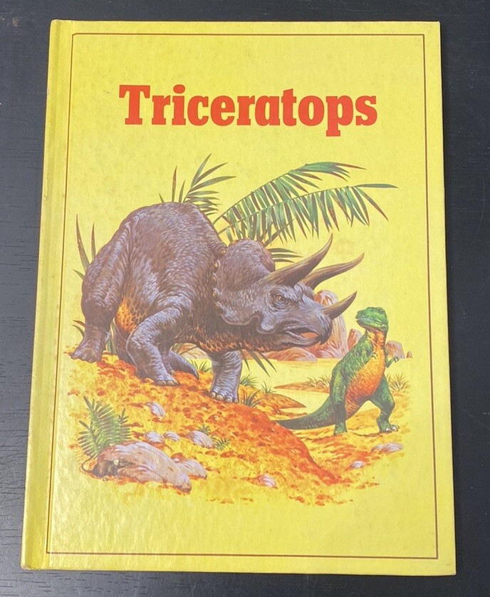 Vintage Rourke Dinosaur Library 7 Books Yellow Orange Peach Decorative Bookshelf