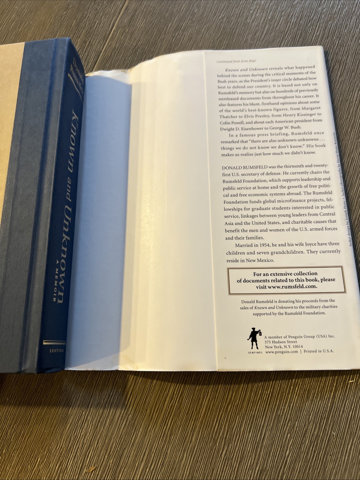 Known and Unknown a memoir by Donald Rumsfeld. Signed/Autographed 1st Ed. 2011