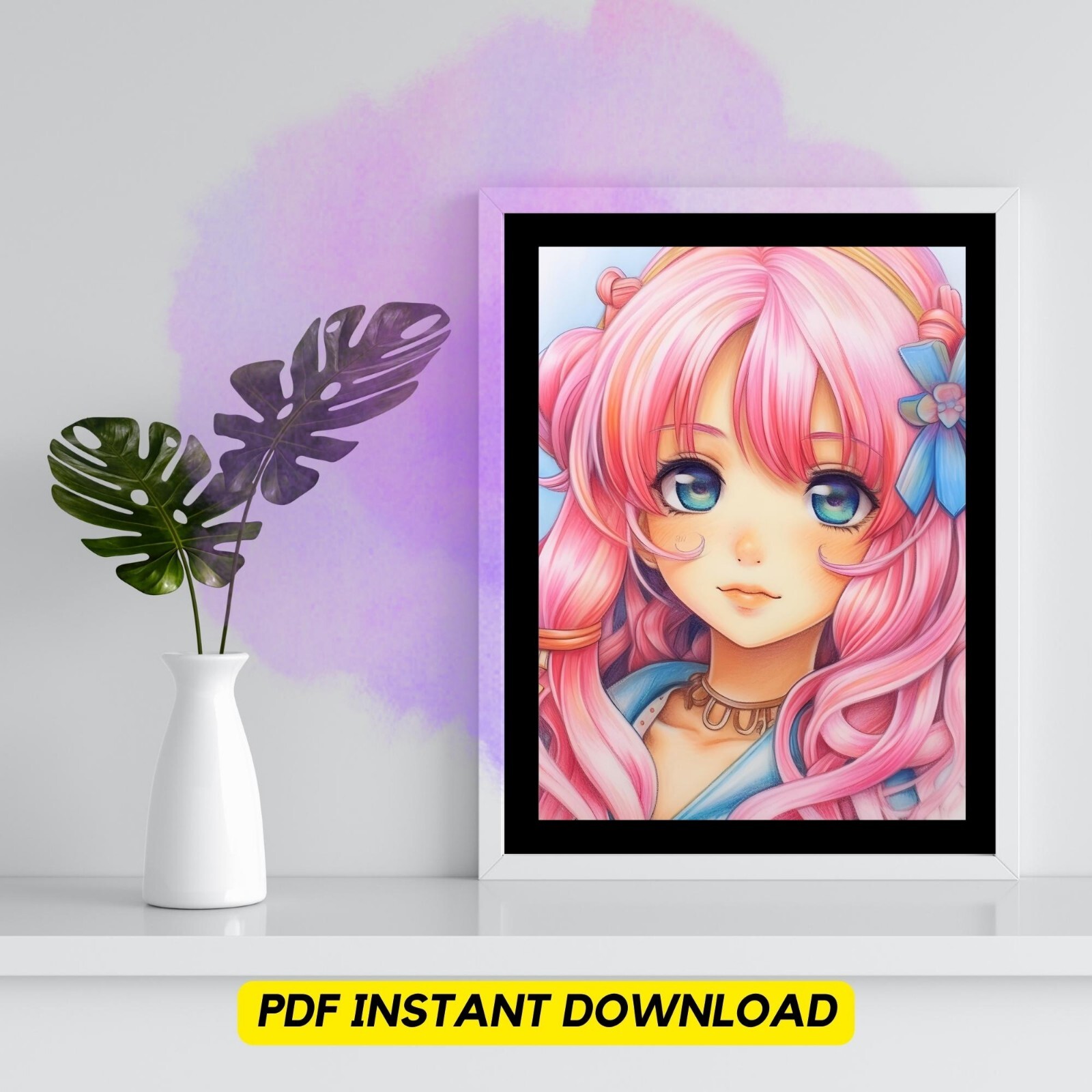30 anime girl kids coloring book pages, coloring pages Stress Relief – Paper Ver