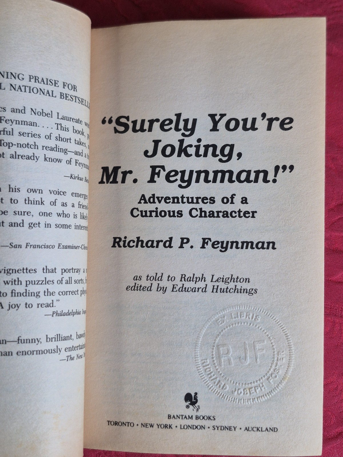 “Surely You’re Joking Mr. Feynman” – Richard P. Feynman – Bantam 1986 mmpb