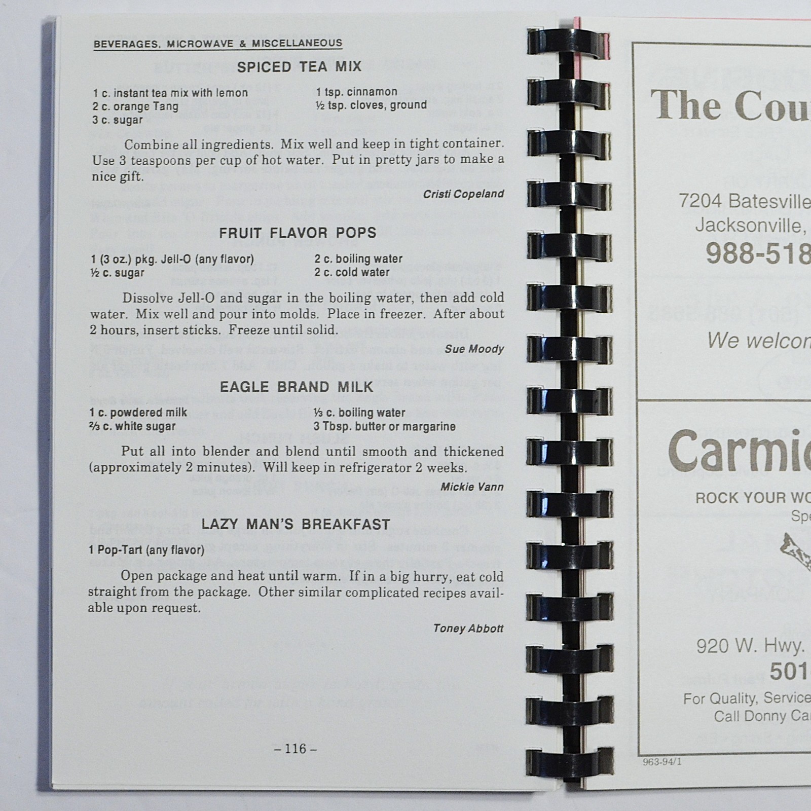 Cookbook Heavenly Dishes Zion Hill Baptist Church Cabot Arkansas 116 pages