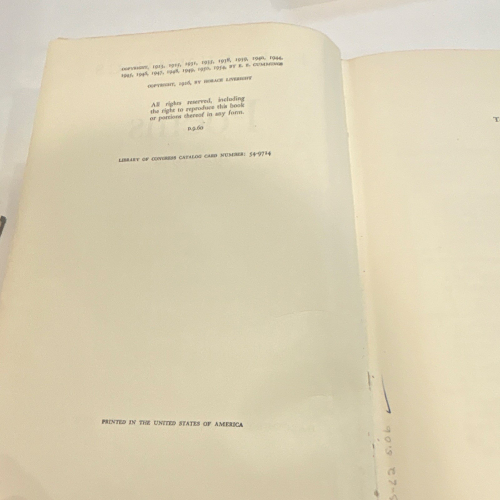 E. E. Cummings Poems 1923-1954 1954 Harcourt Brace & Co 1st Edition Hardcover