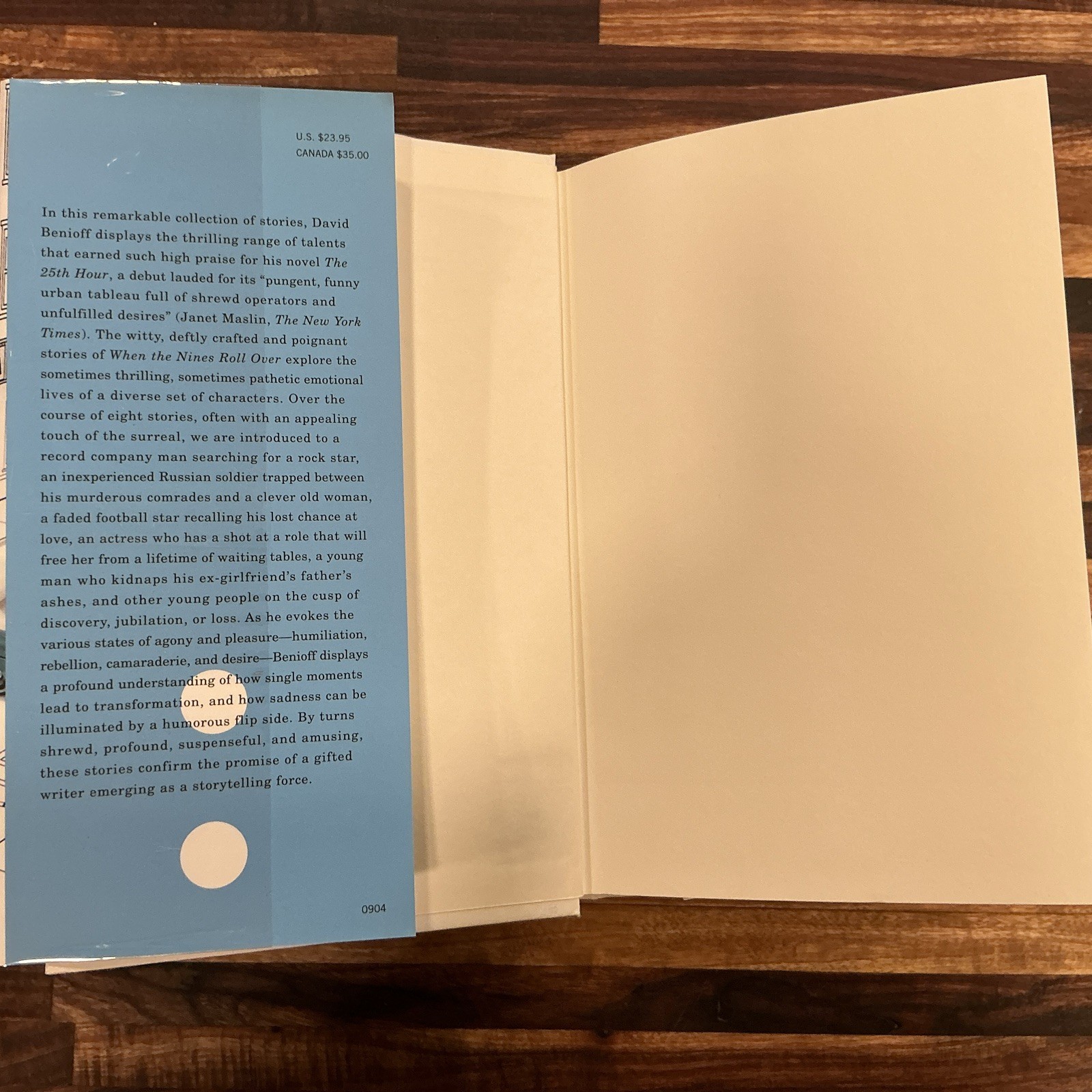 When the Nines Roll Over And Other Stories by David Benioff: New SIGNED !!!