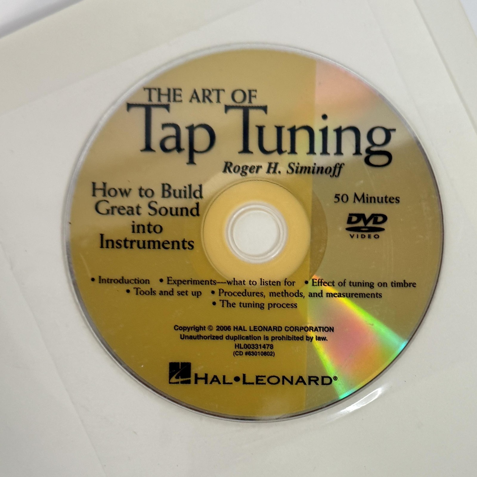 The Art of Tap Tuning Roger H Siminoff Luthier Guide Book w DVD