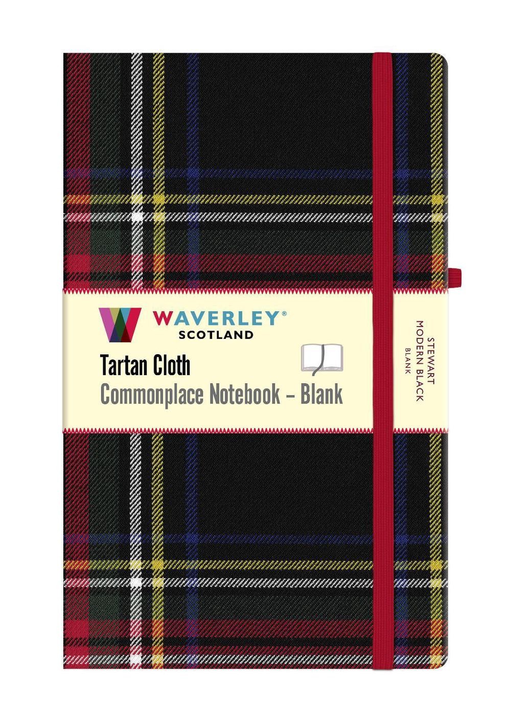 Stewart Modern Black Tartan Hardback Blank Notebook: Large 21cm x 13cm: Waverley