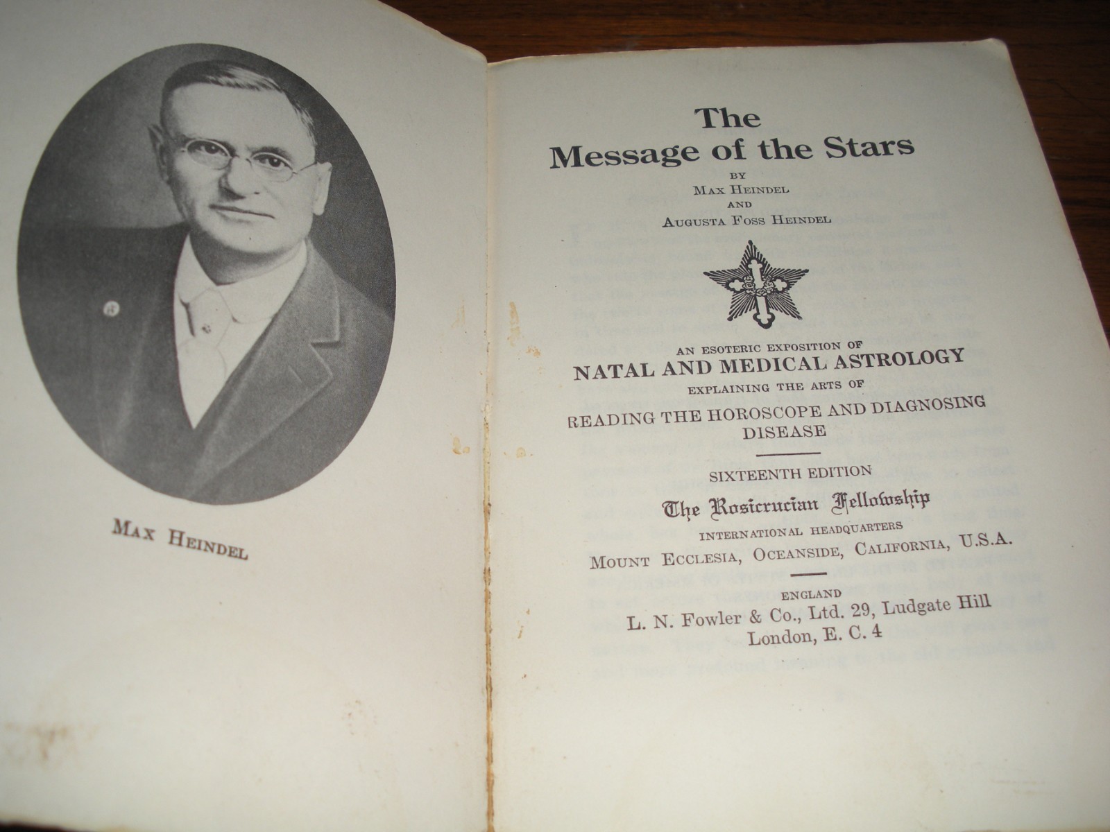 The Message of the Stars by Max and Augusta Heindel 16th Edition 1973