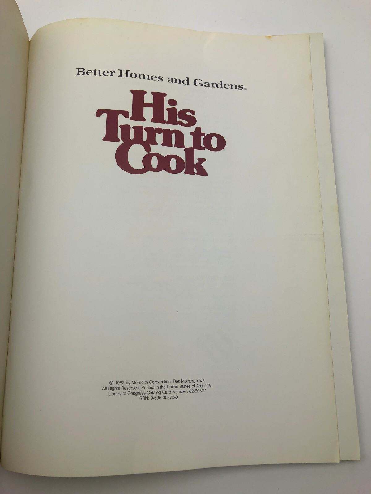 His Turn to Cook by Better Homes & Gardens 1983 Paperback Meredith Corp Cookbook