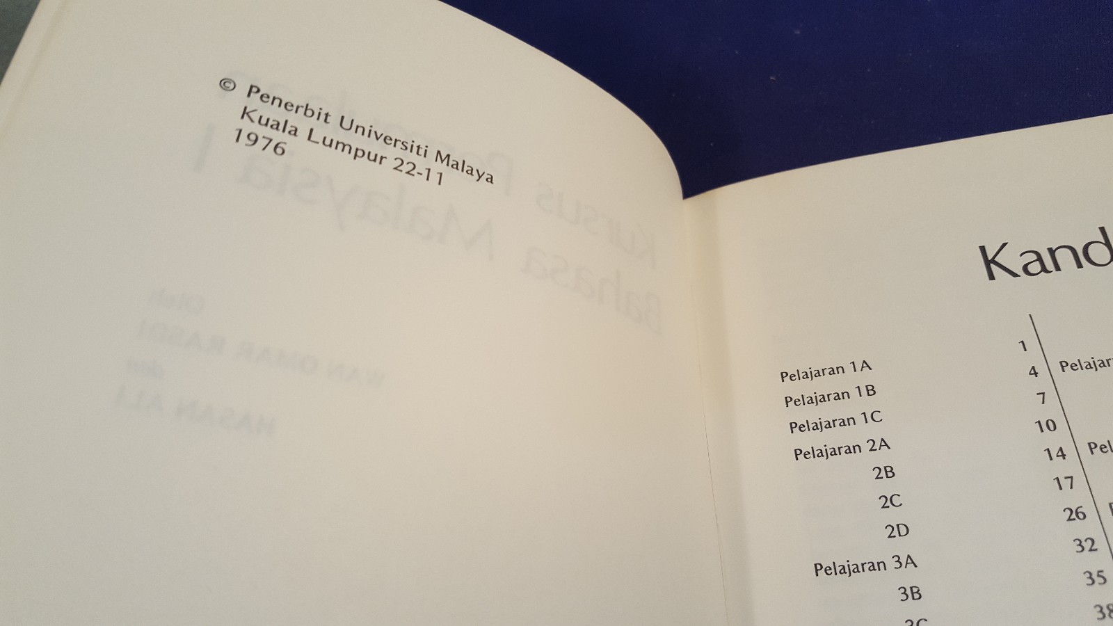 1976 KURSUS PERMULAAN BAHASA MALAYSIA 1 Paperback Book by RASDI & ALI