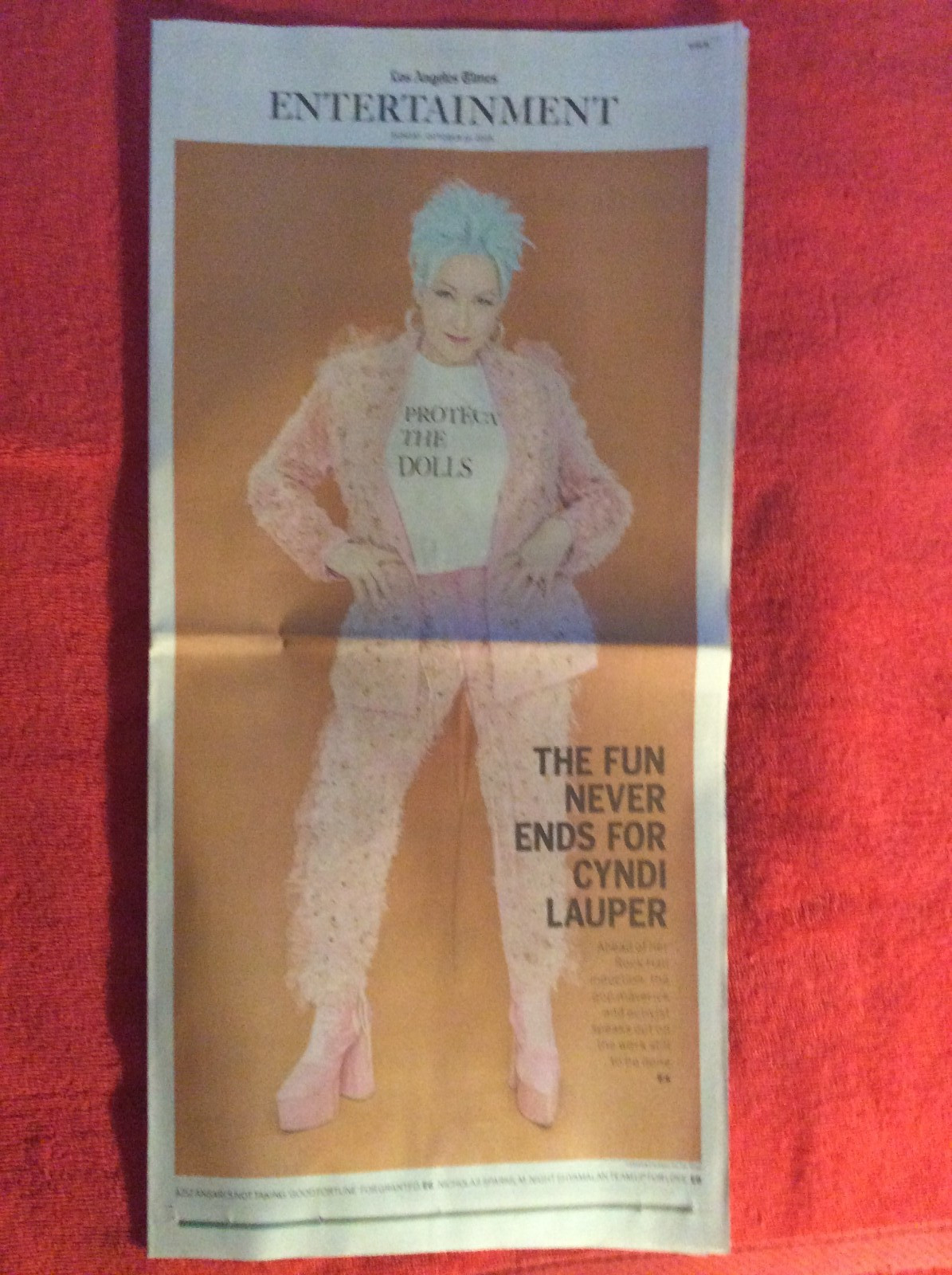 LA TIMES ENTERTAINMENT SECTION OCTOBER 12 2025 CYNDI LAUPER AZIZ ANSARI