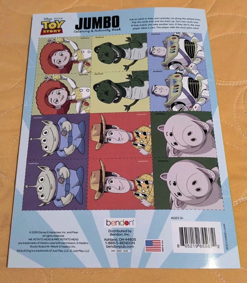 DISNEY TOY STORY Jumbo Coloring & Activity Book with Tear & Share Pages NEW!
