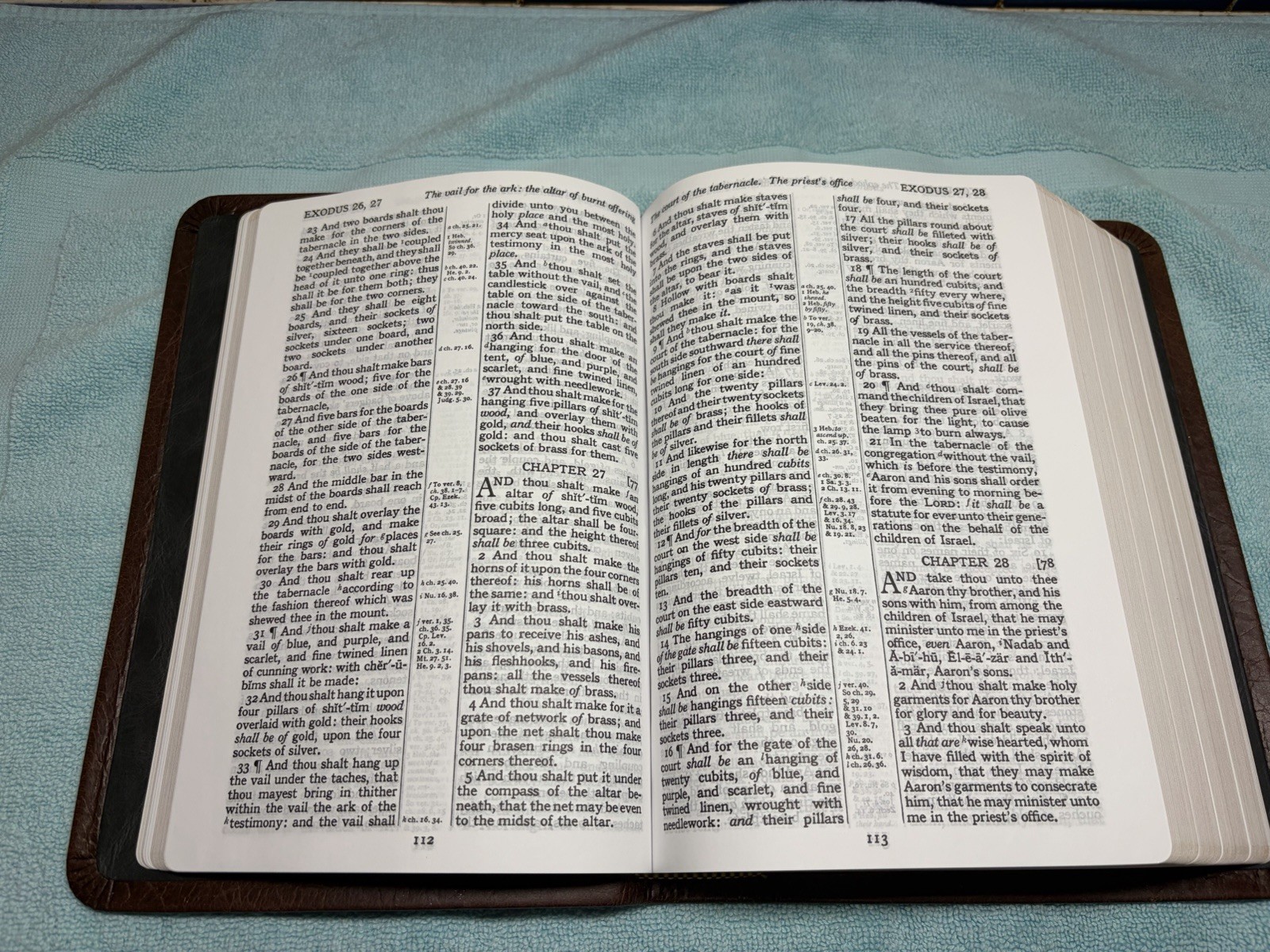 CBP Large Print Readers Ref Bible Milk Chocolate Water Buffalo Leather KJV USA