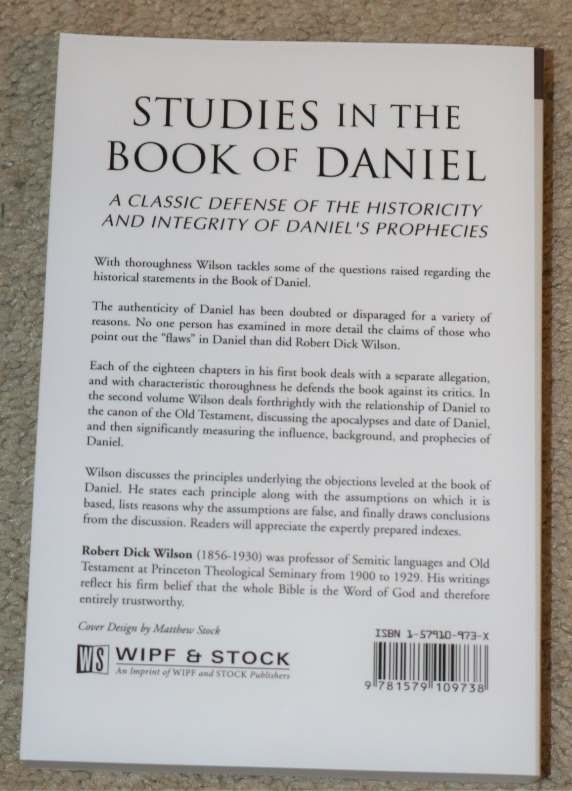 Studies in the Book of Daniel Vol I Robert Dick Wilson Wipf & Stock New