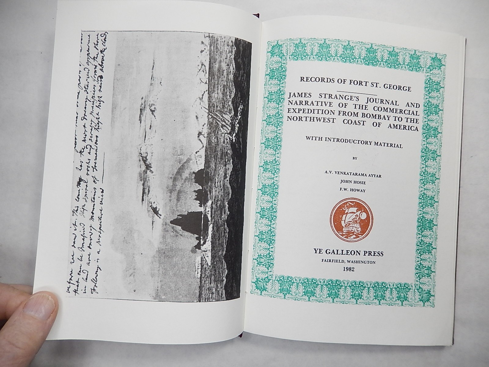 James Strange’s Journal: Bombay to NW Coast of America 1785-1787, 1982, Hardcove