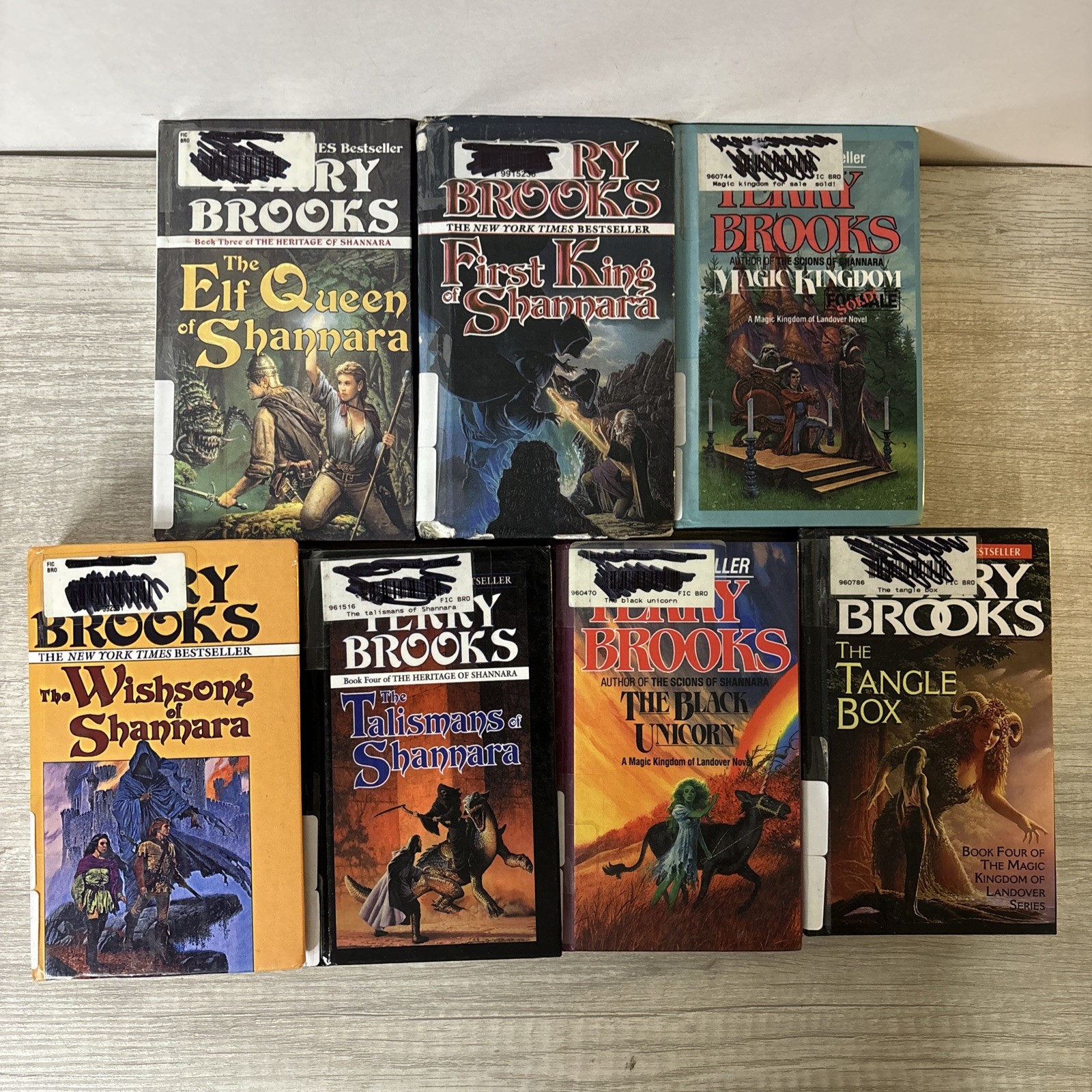 (7) Terry Brooks “Turtleback” Book Lot Ex-Library Hardcovers