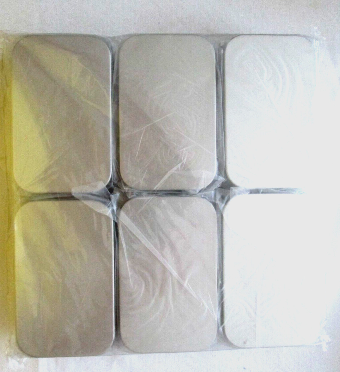 12/pcs Hulless Hinged Tin Boxes 3.7×2.3×0.8″ Durable Storage Containers Silver