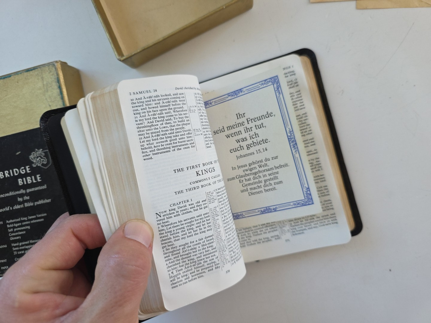 Vintage Cambridge Crystal Bible KJV Compact Superfine Black Morocco Leather