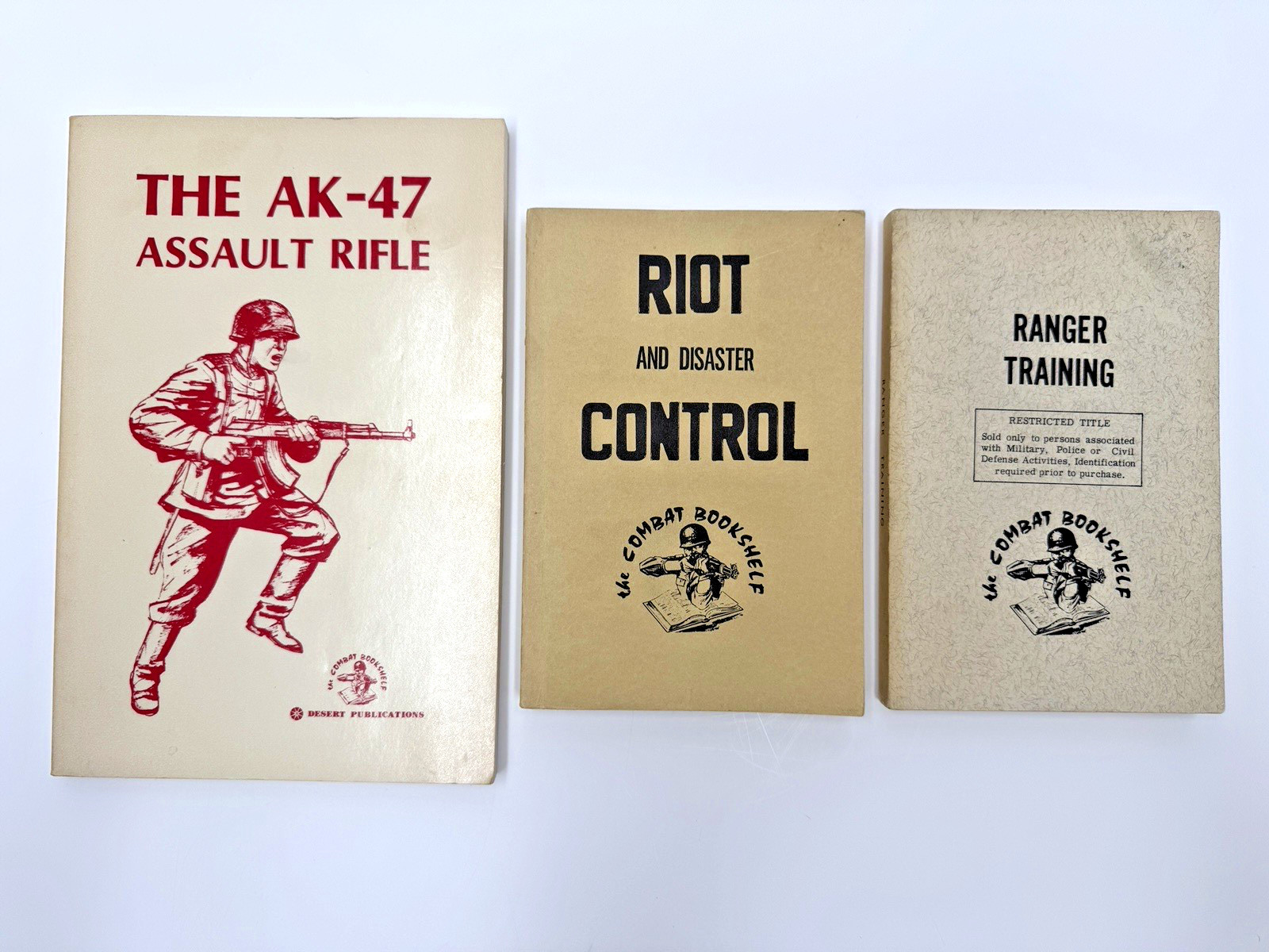 Lot of 3 Vintage The Combat Bookshelf Books Military Ranger Training AK-47 Riot