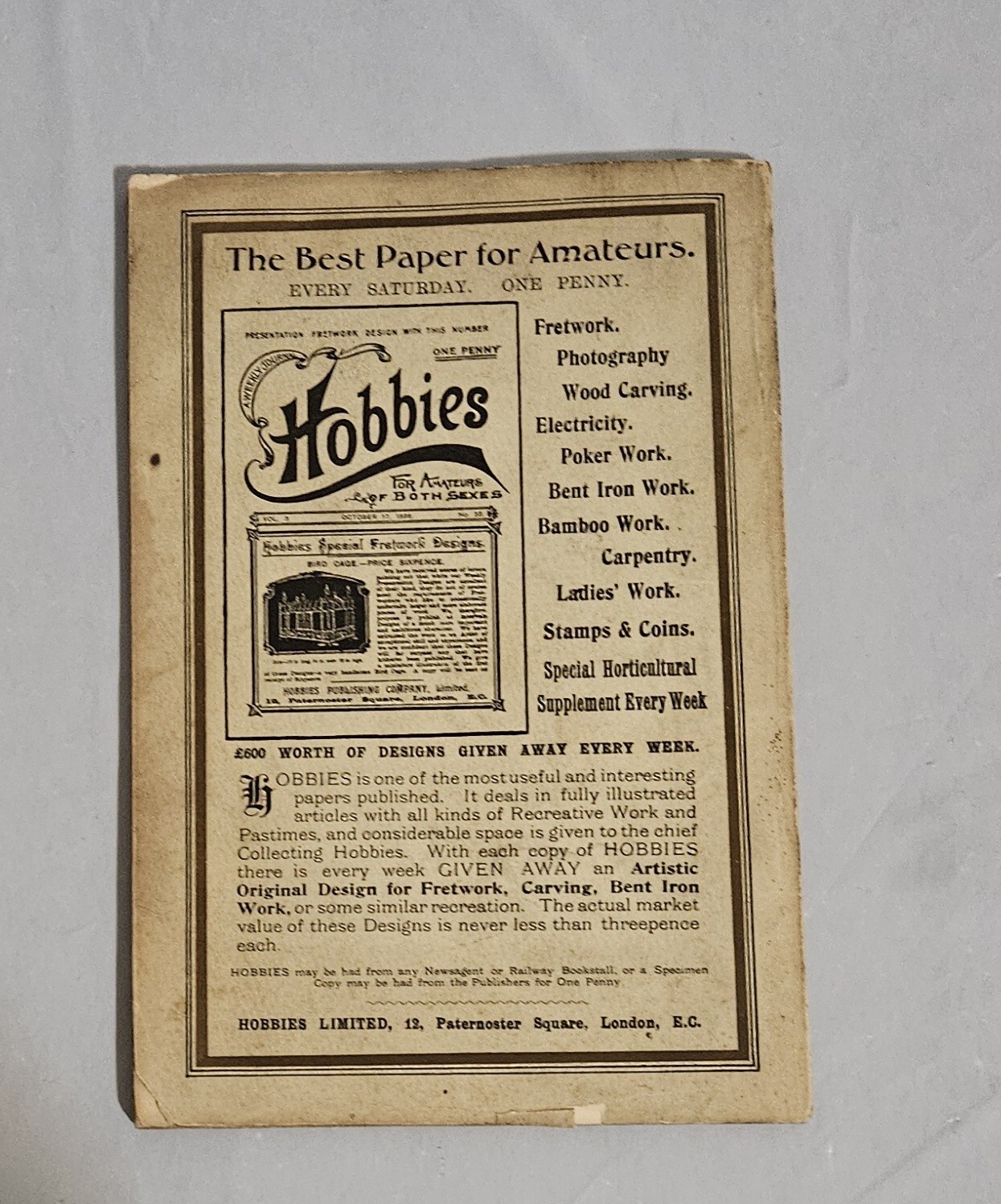 1896 Hobbies Handbook of Bent Iron Work Illustrated