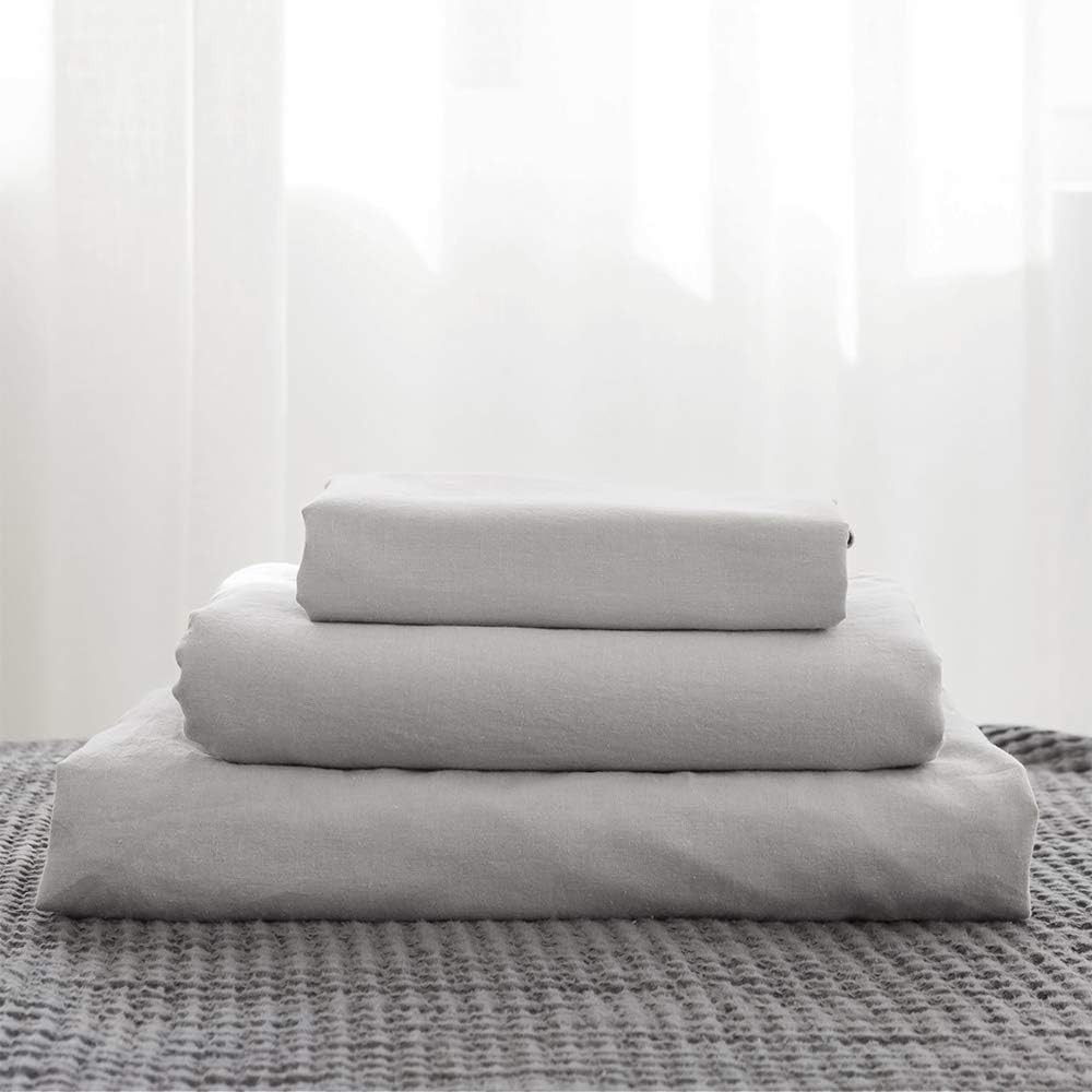 Simple&Opulence Belgian Linen Sheet Set Solid Color – 4 Pieces (1 Flat Sheet, 1