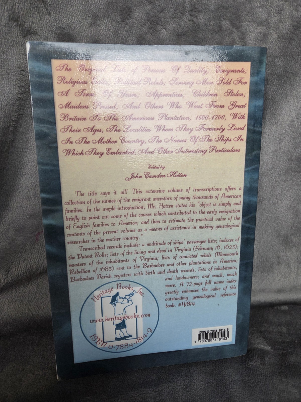 Original Lists Of Persons Of Quality Facsimile Paperback Heritage Classic 2001