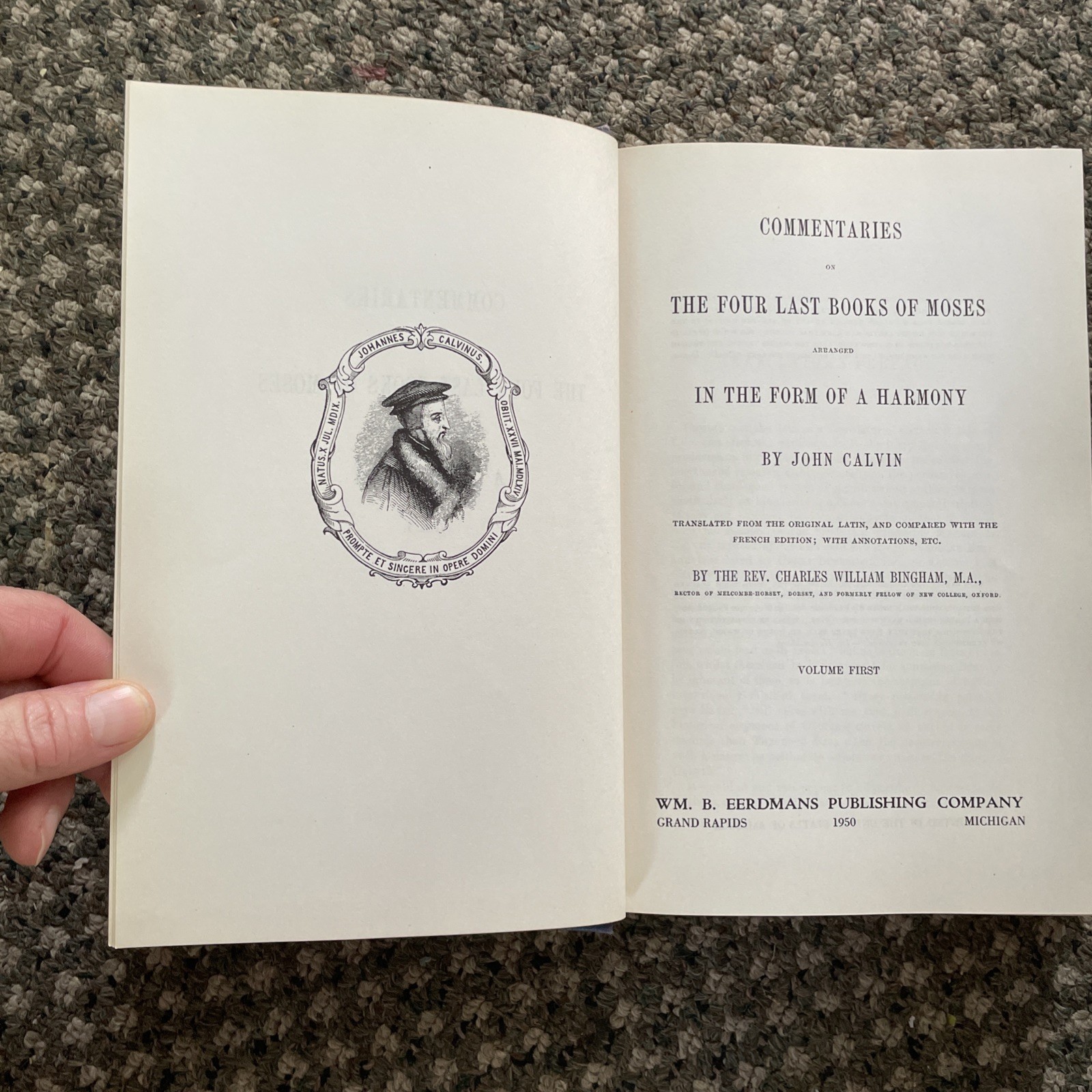 Calvin’s Commentary on Last 4 Books of Moses 4 Volume Set Eerdmans 1948 HB
