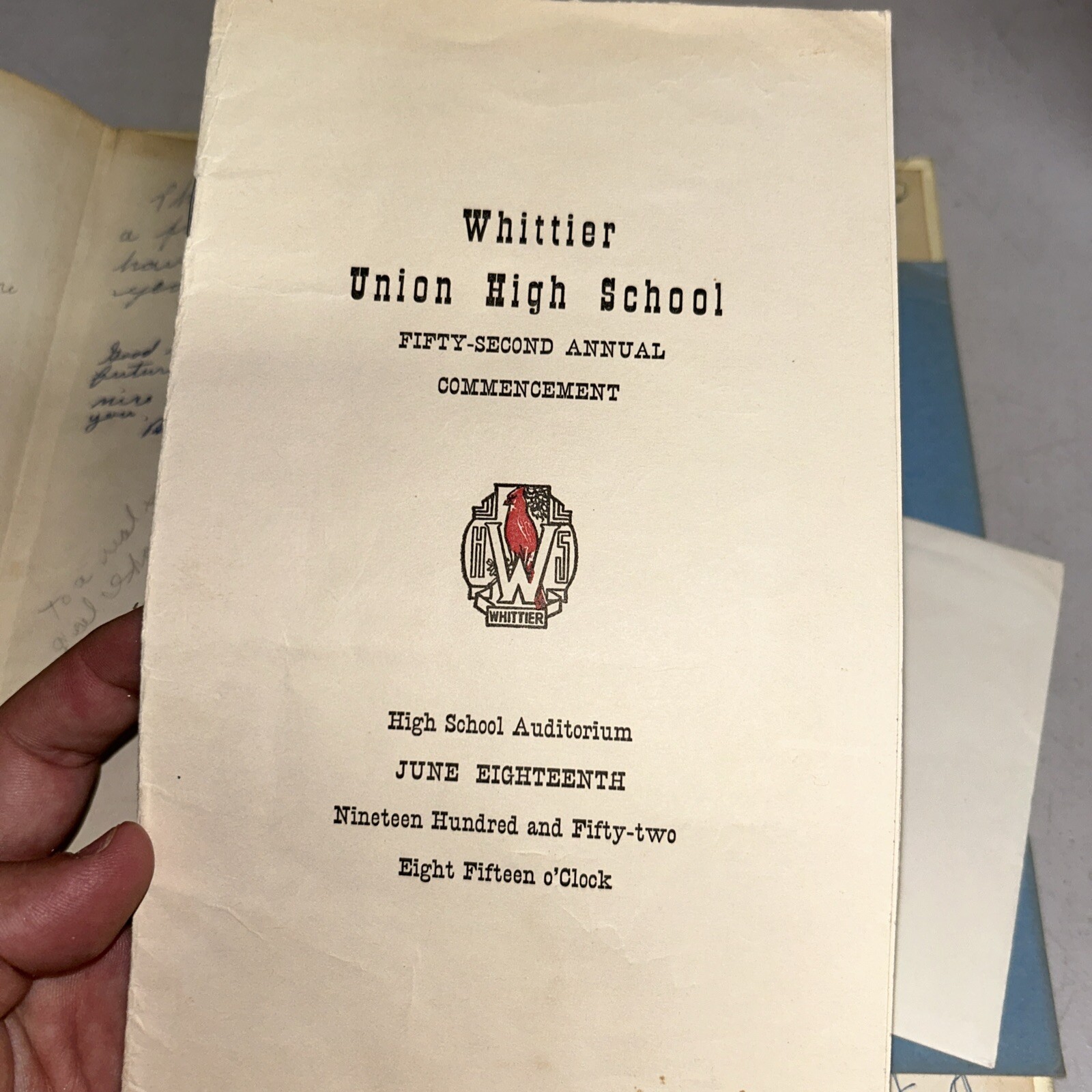 1952 Vintage Yearbook Cardinal Whittier Ca with ephemera