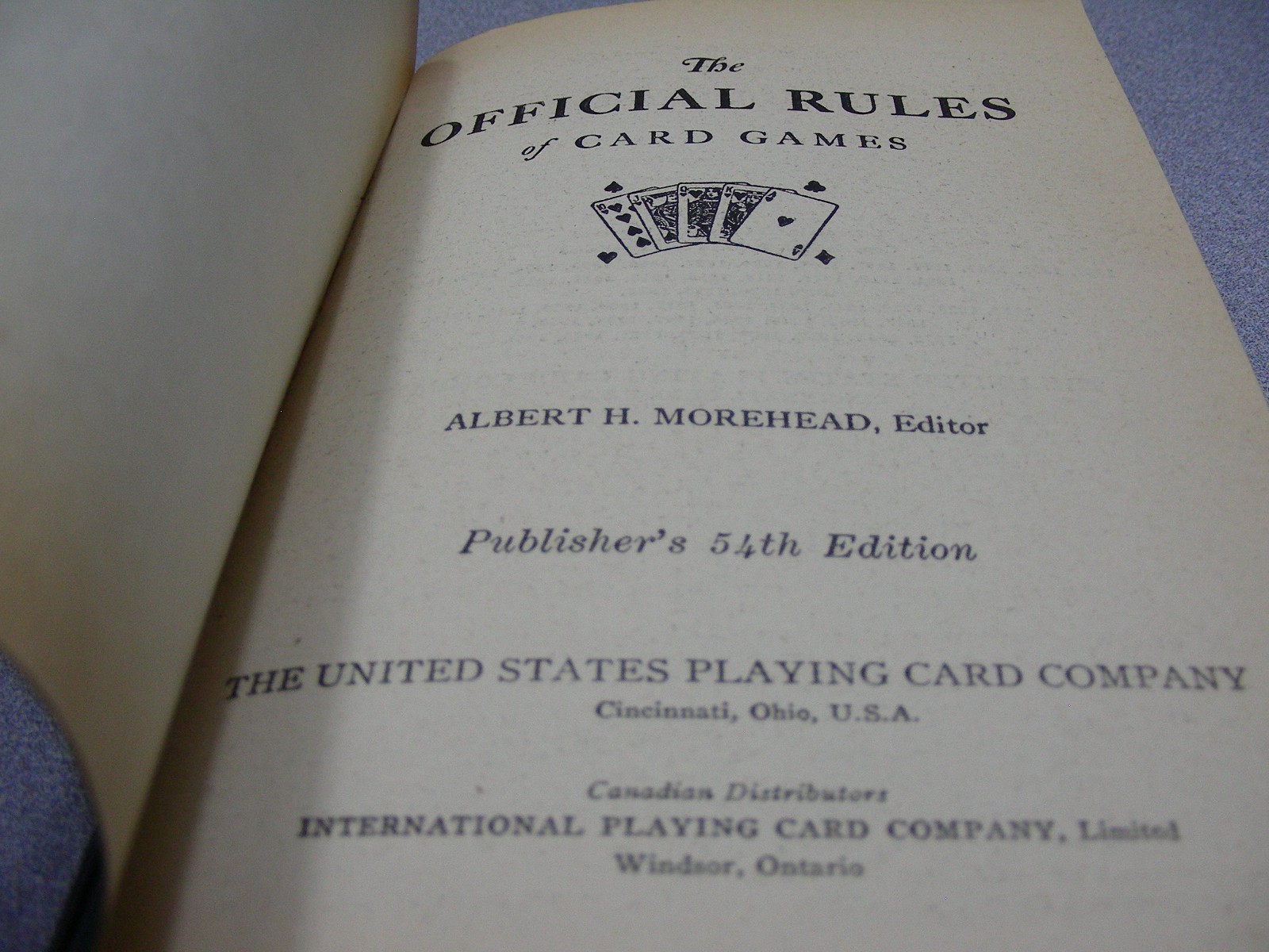 OFFICIAL RULES OF CARD GAMES – 54th Edition Vintage 1966 Paperback Book!