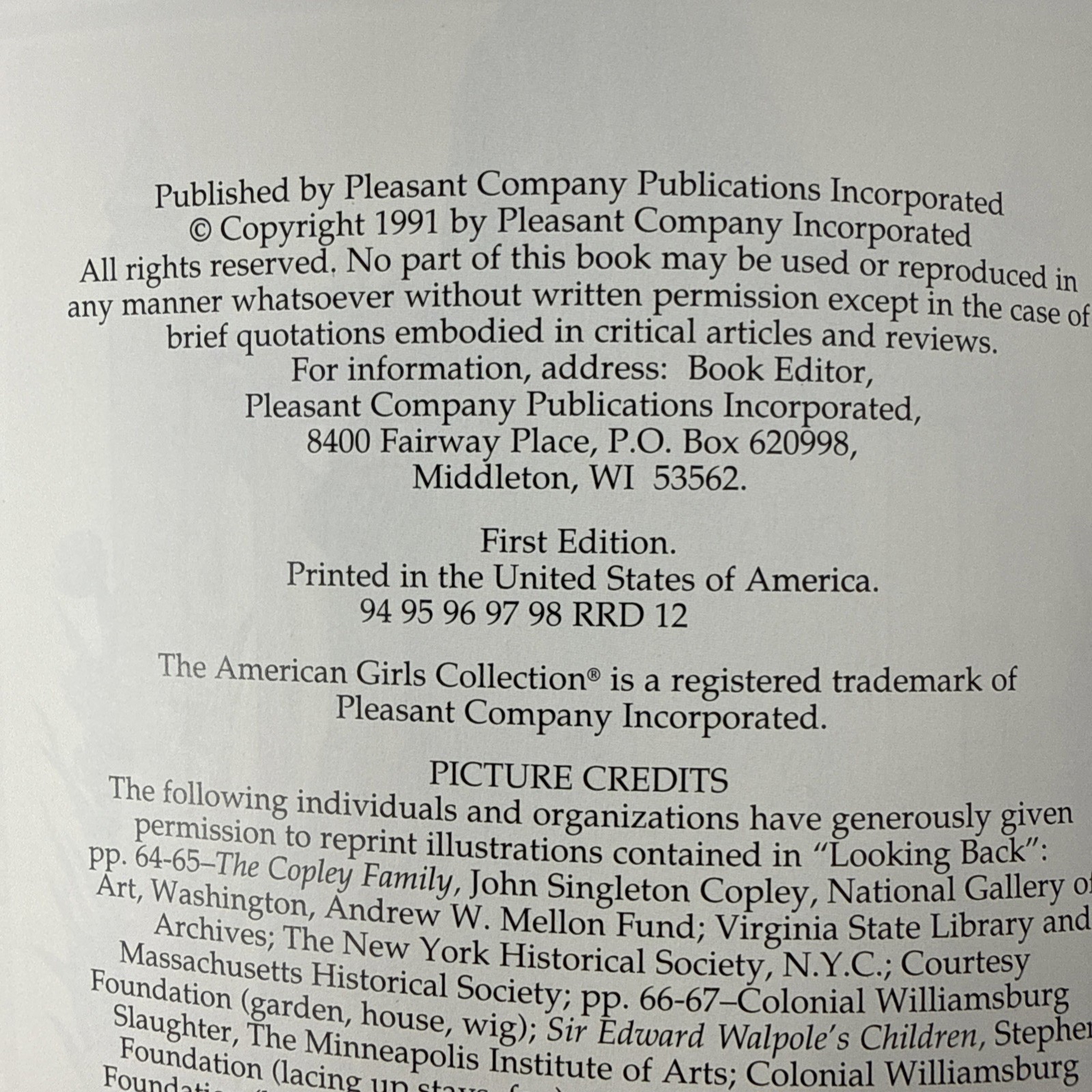 Pleasant Company Meet Felicity Book 1 American Girl Paperback 1st Edition
