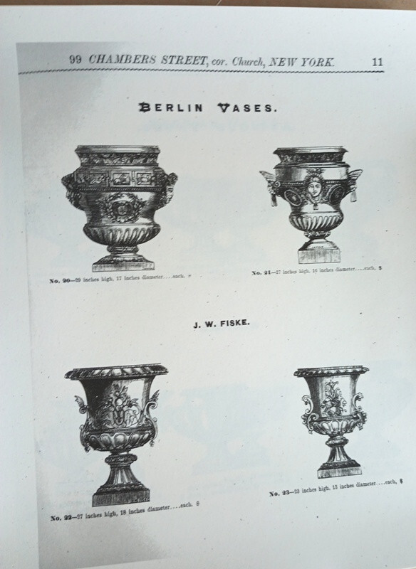 J W Fiske (1865) Ornamental Iron Vases Fountains Statues Catalog * Garden Pieces