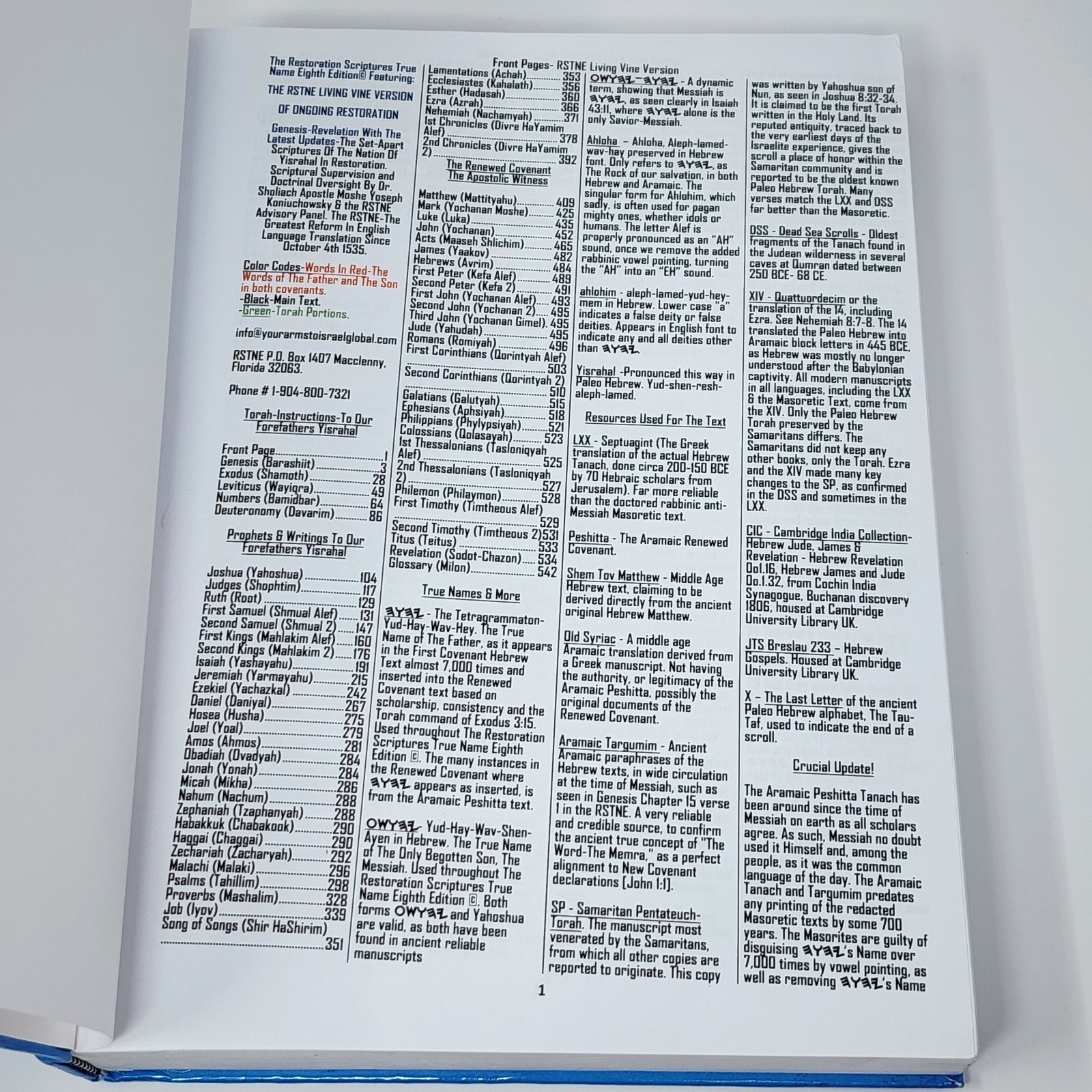 RSTNE Restoration Scriptures True Name 8th Ed Multicolor Living Vine Hardcover A