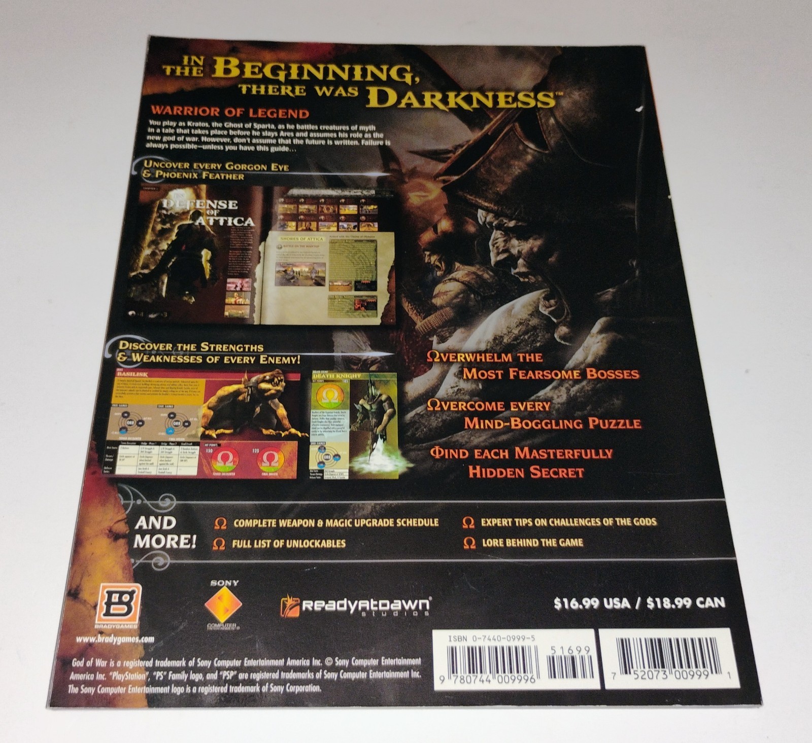 God of War: Chains of Olympus Sony PSP Bradygames Official Strategy Game Guide