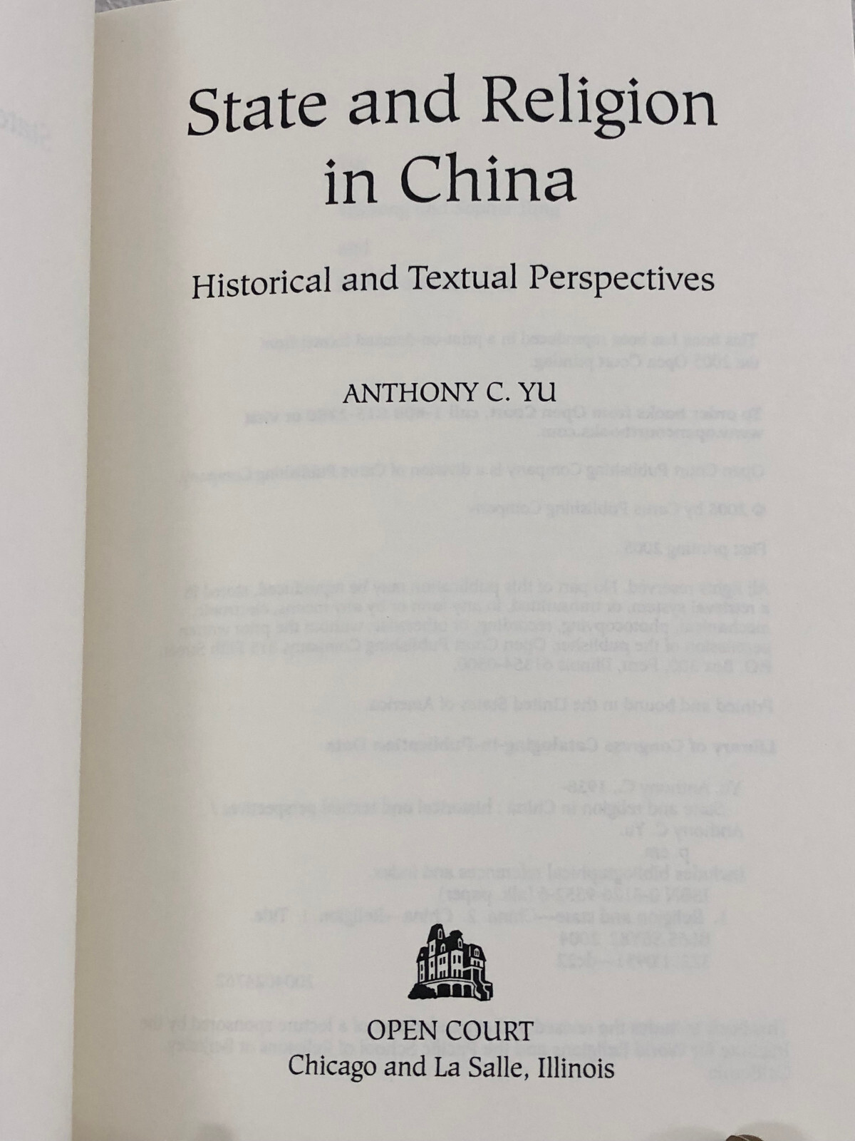 State and Religion in China by Anthony C. Yu (2005, Trade Paperback)