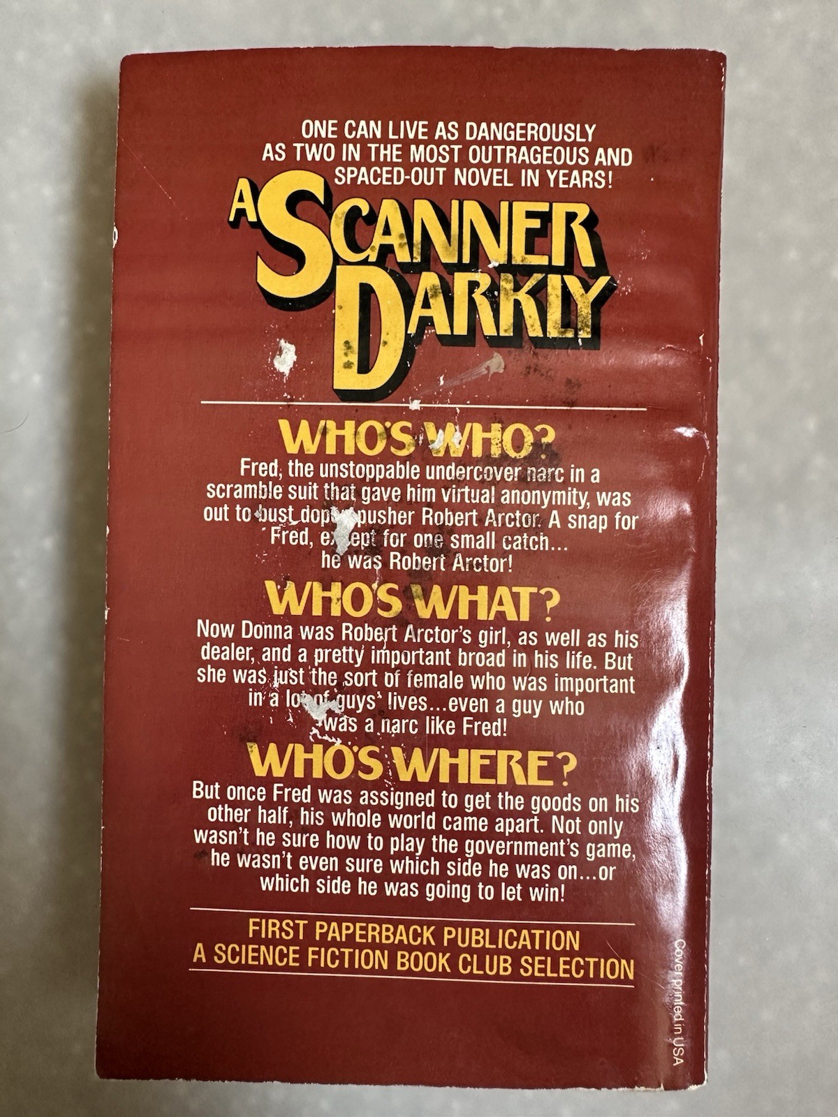 A Scanner Darkly By Philip Dick Vintage 1977 1st Print Sci-Fi Ballantine PB