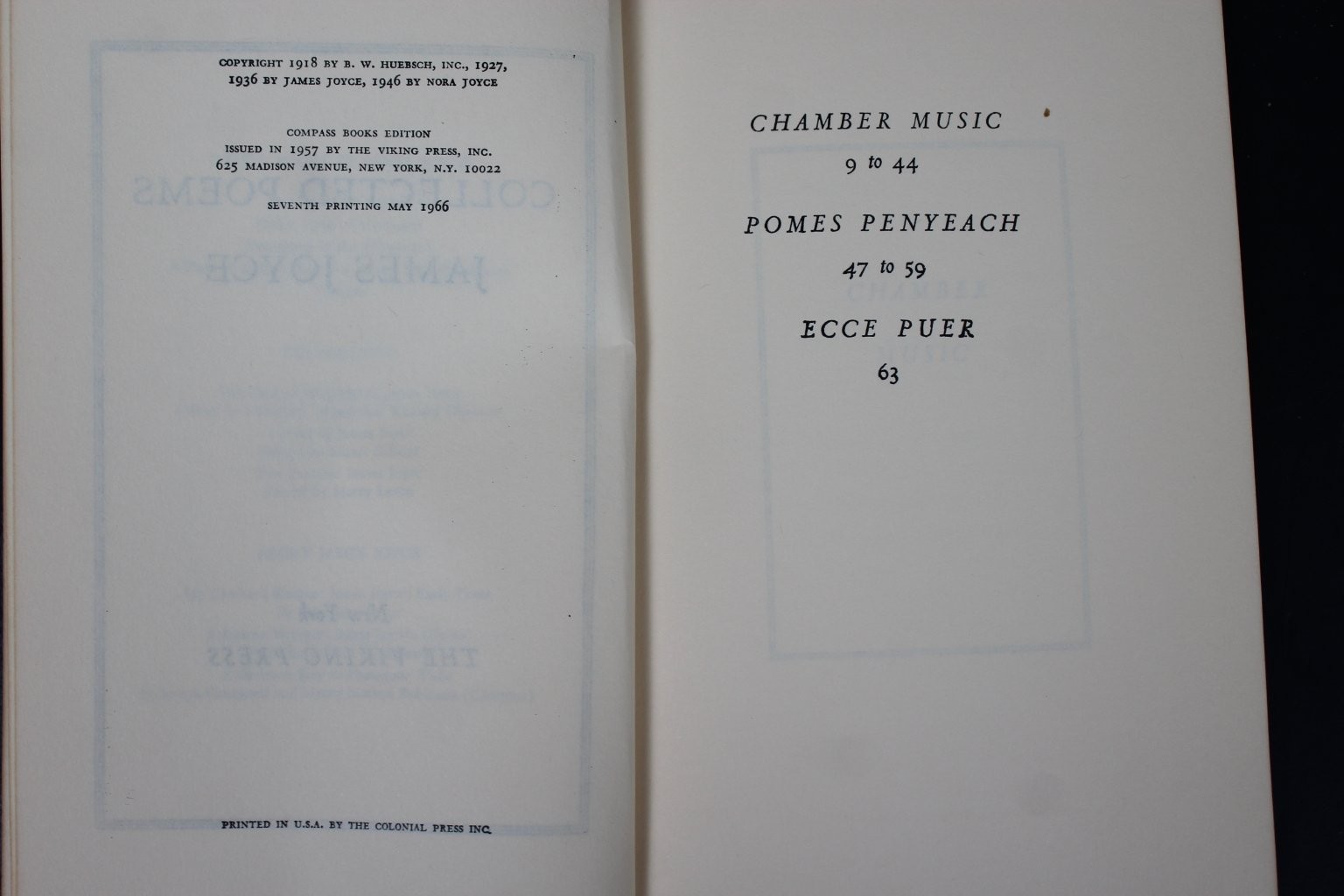 Collected Poems James Joyce 1966 Compass Books Edition Poetry Viking Press PB