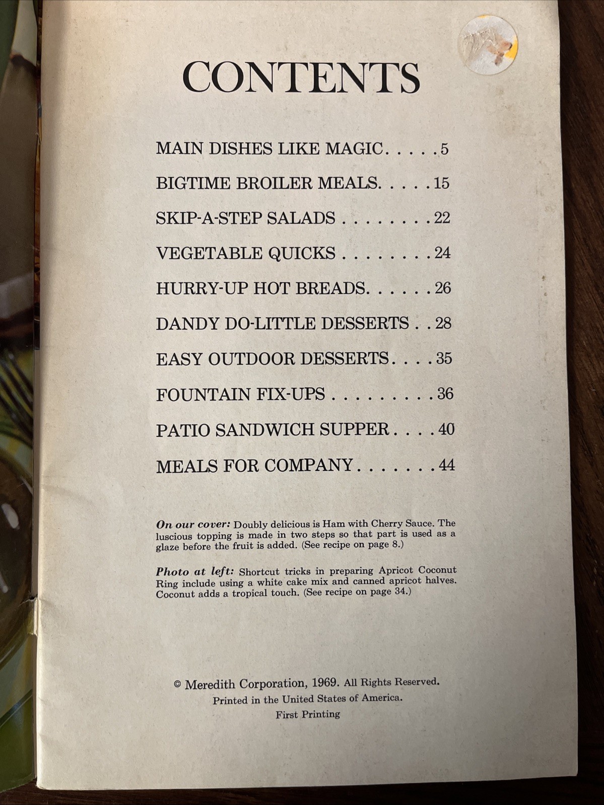 Vintage 1969 Cookbook Shortcut Cooking Meredith Corp Recipes Booklet 47 Pgs