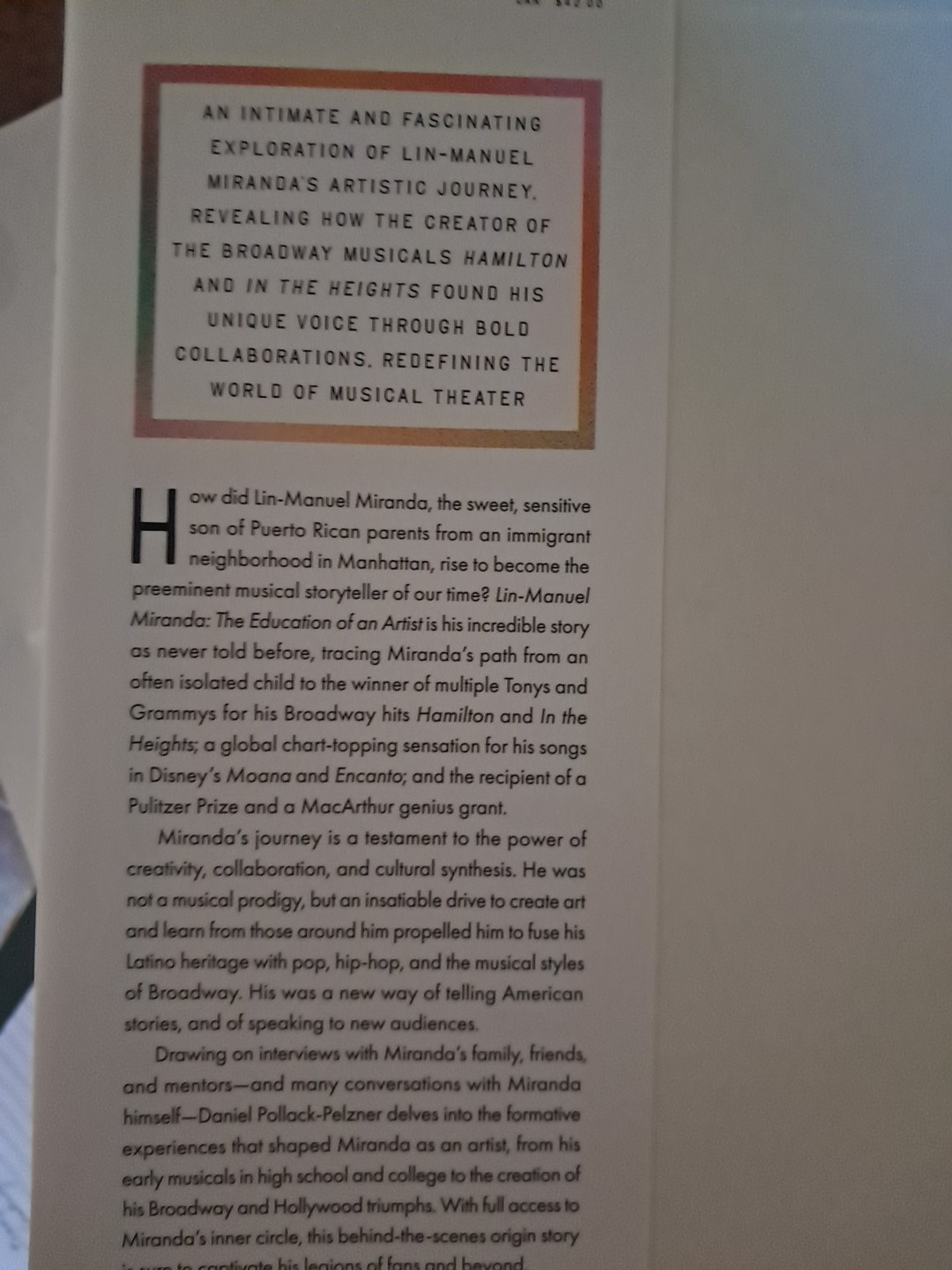Lin-Manuel Miranda: The Education of an Artist by Daniel Pollack-Pelzner SIGNED