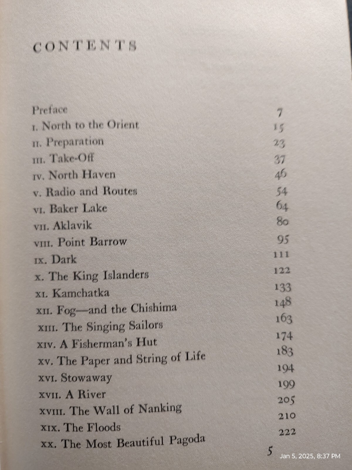 North to the Orient, by Ann Morrow Lindbergh, 255 pages, © 1935, 10th Printing