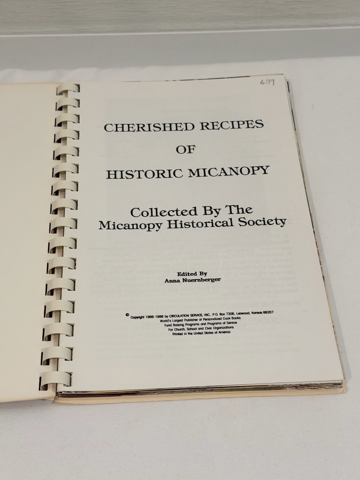 Cherished Recipes of Historic Micanopy Cookbook Micanopy Historical Society 1988