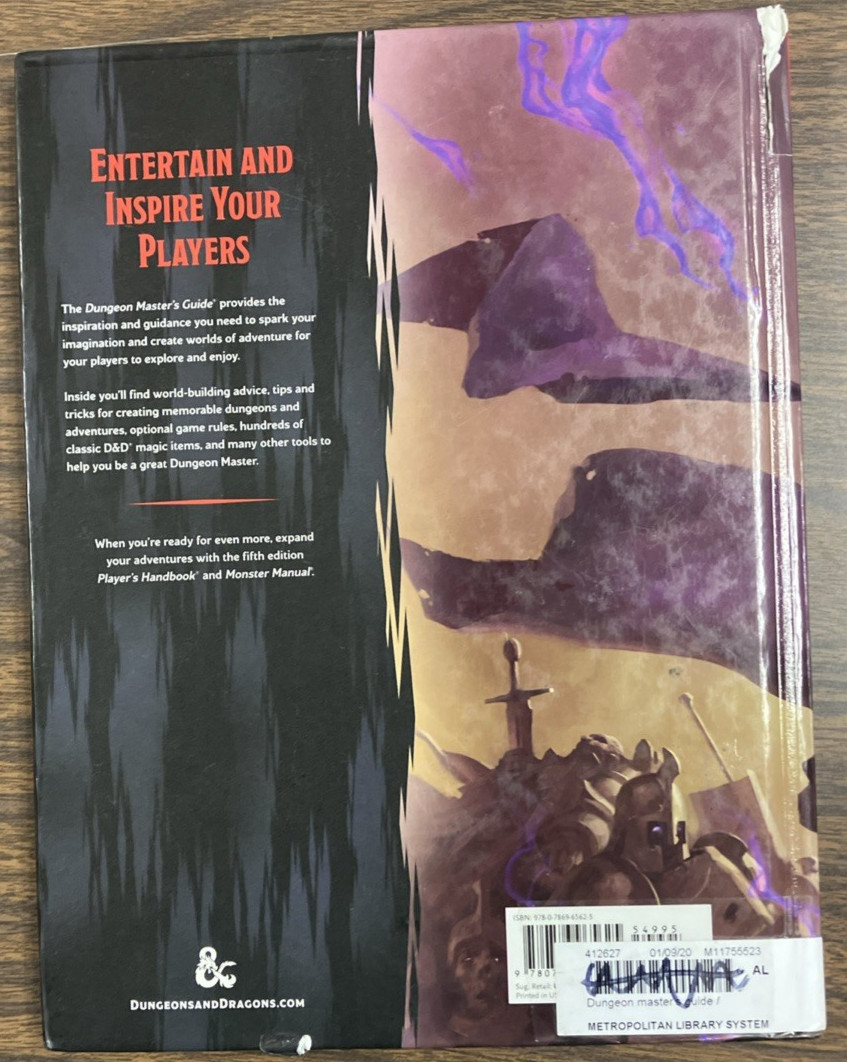 Dungeon Master’s Guide Dungeons & Dragons D&D HC RPG Wizards Coast 2014 EX-LIB