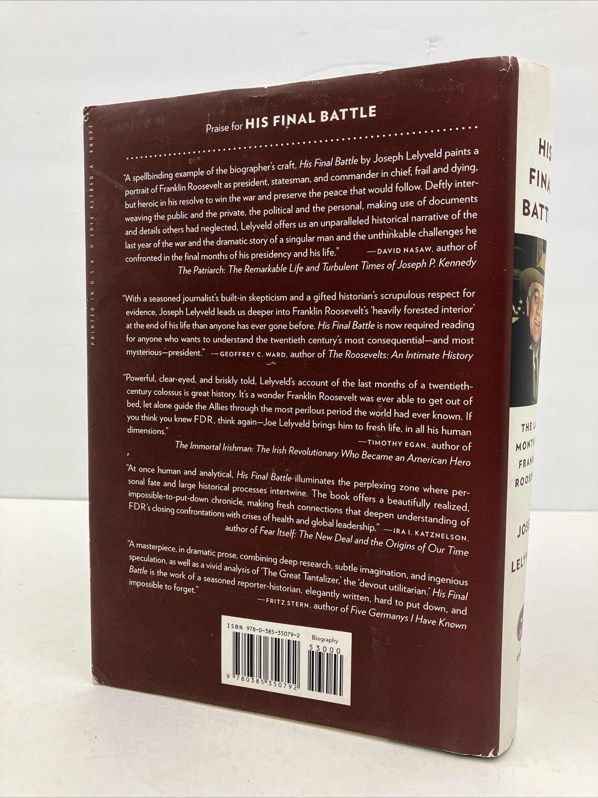 His Final Battle: The Last Months of Franklin Roosevelt, Joseph Lelyveld *SIGNED