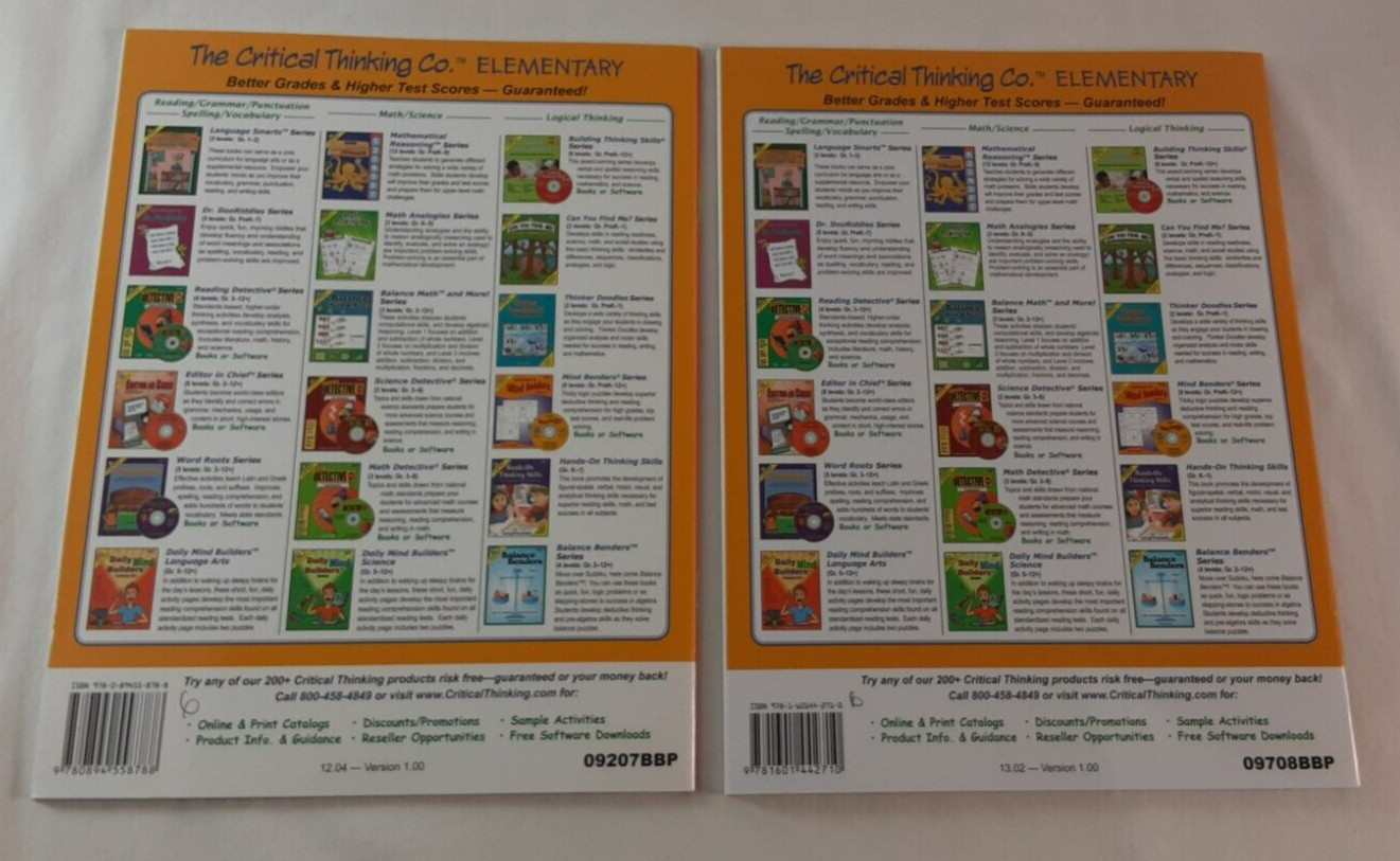 2 Critical Thinking Co Grades 2-3 Editor in Chief Dr DooRiddle Homeschool Lot