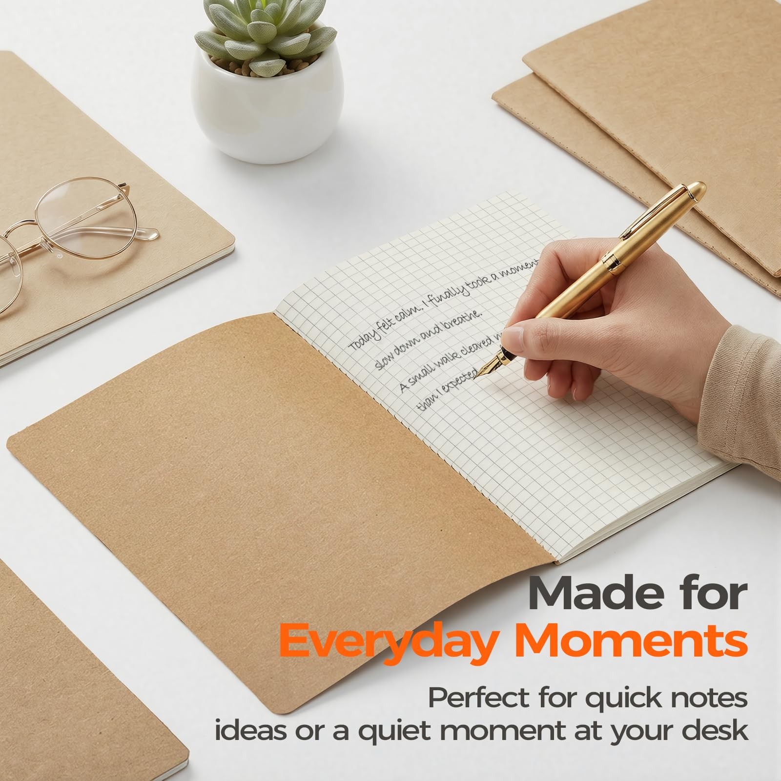 24 Pack Kraft Notebooks Bulk A5, 60 Pages Grid Graph Journals, 8.3×5.5 Inches…