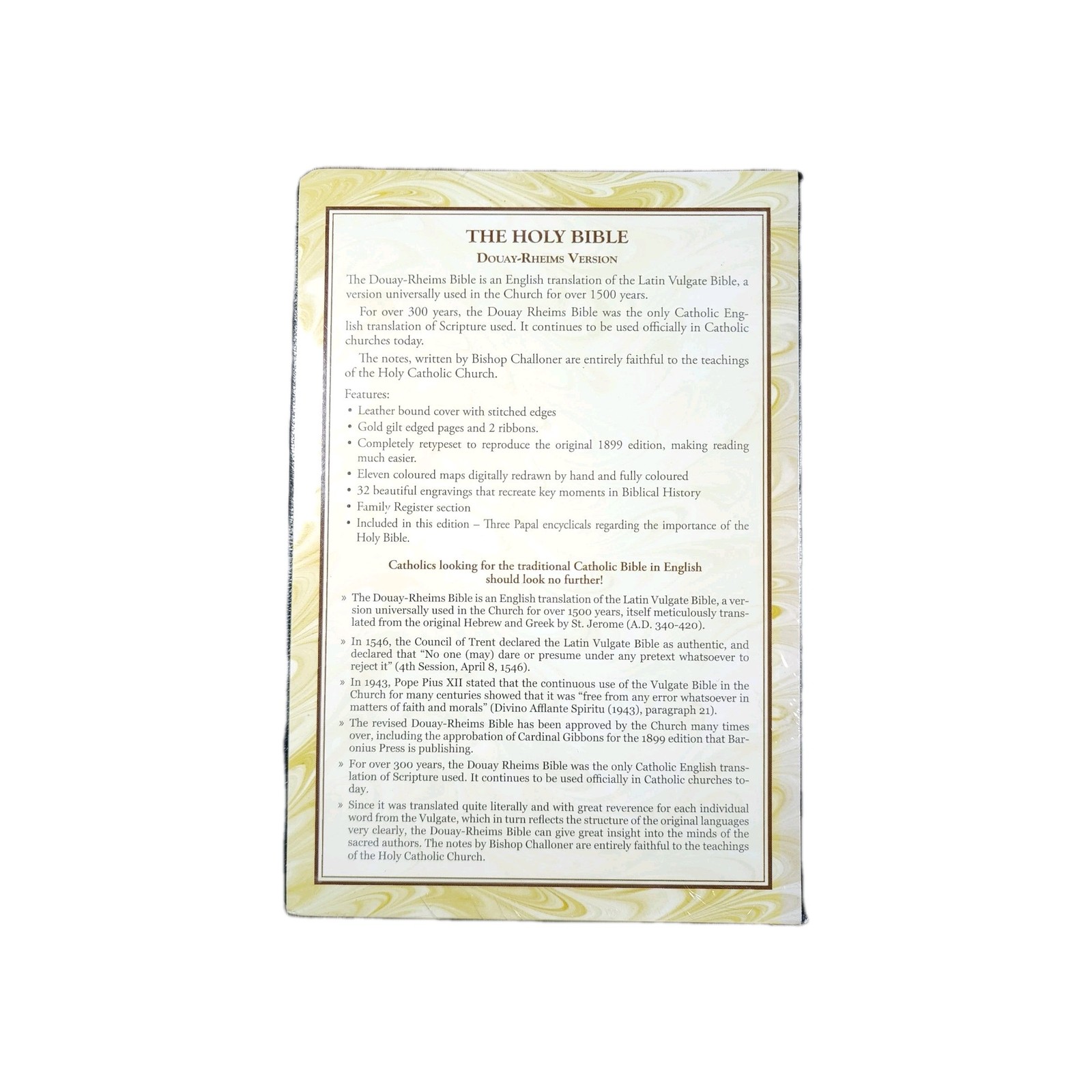 Douay-Rheims Holy Bible Leather Baronius Press Standard Size