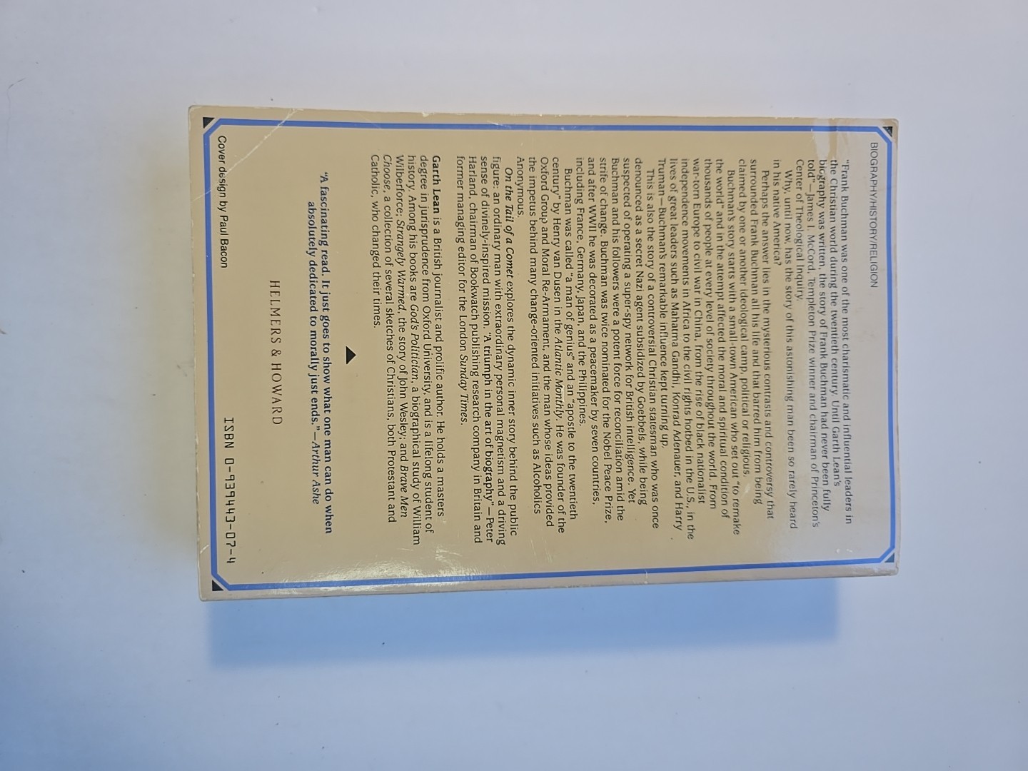 On the Tail of a Comet : The Life of Frank Buchman by Garth Lean (1988, Trade…