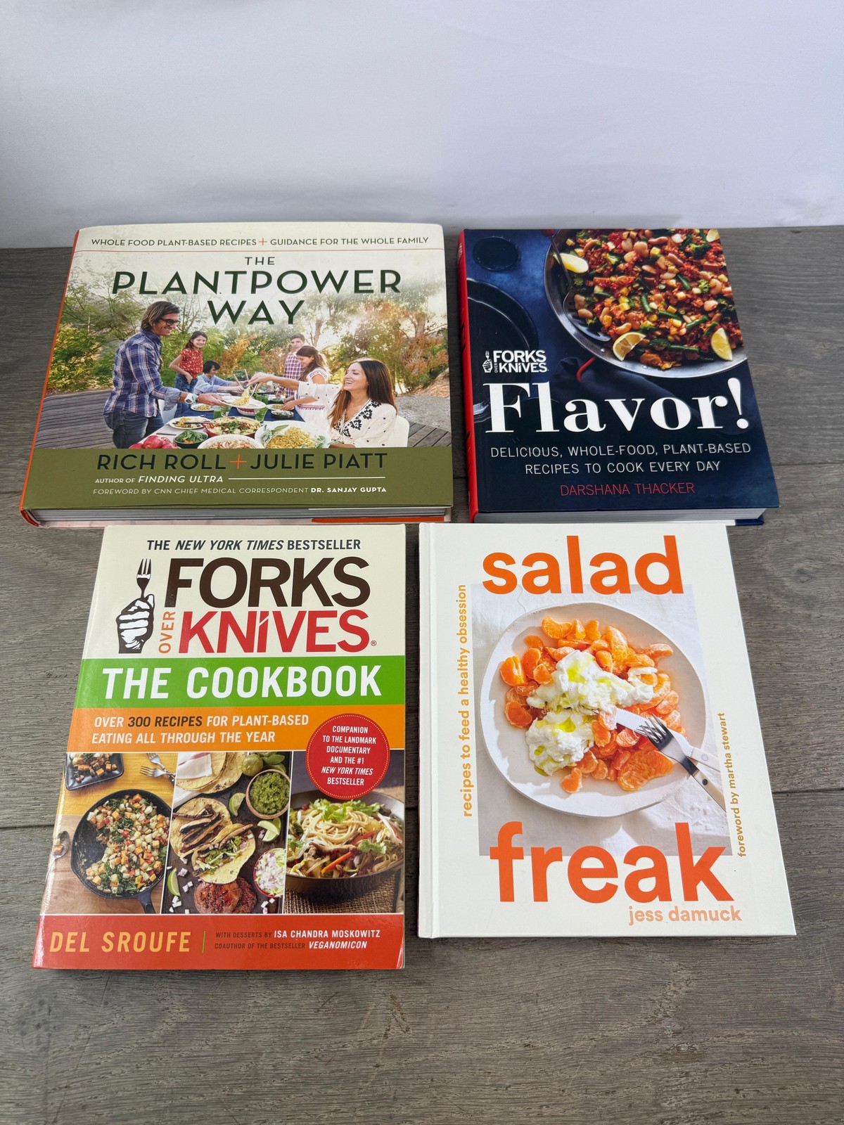 Plant-Based Vegan Cookbooks Lot 4 Plantpower Forks Over Knives Damuck Multicolor
