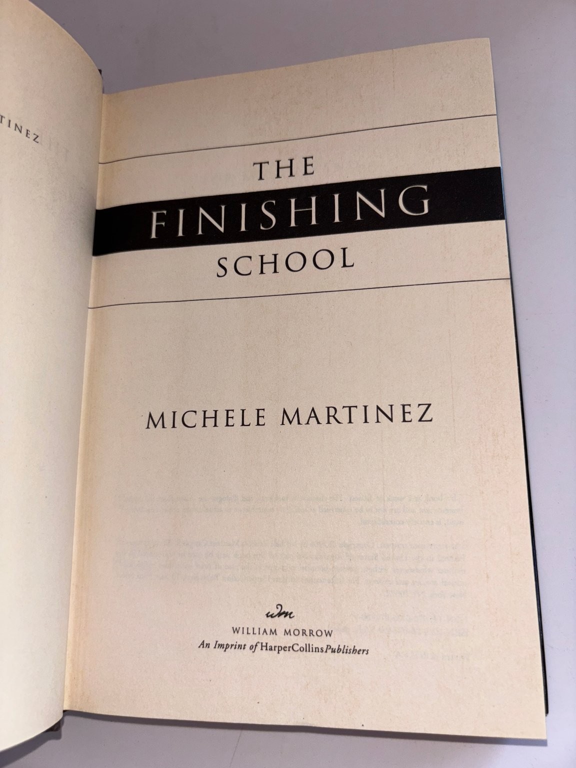 The Finishing School Michele Martinez 2006 First Edition Suspense William Morrow
