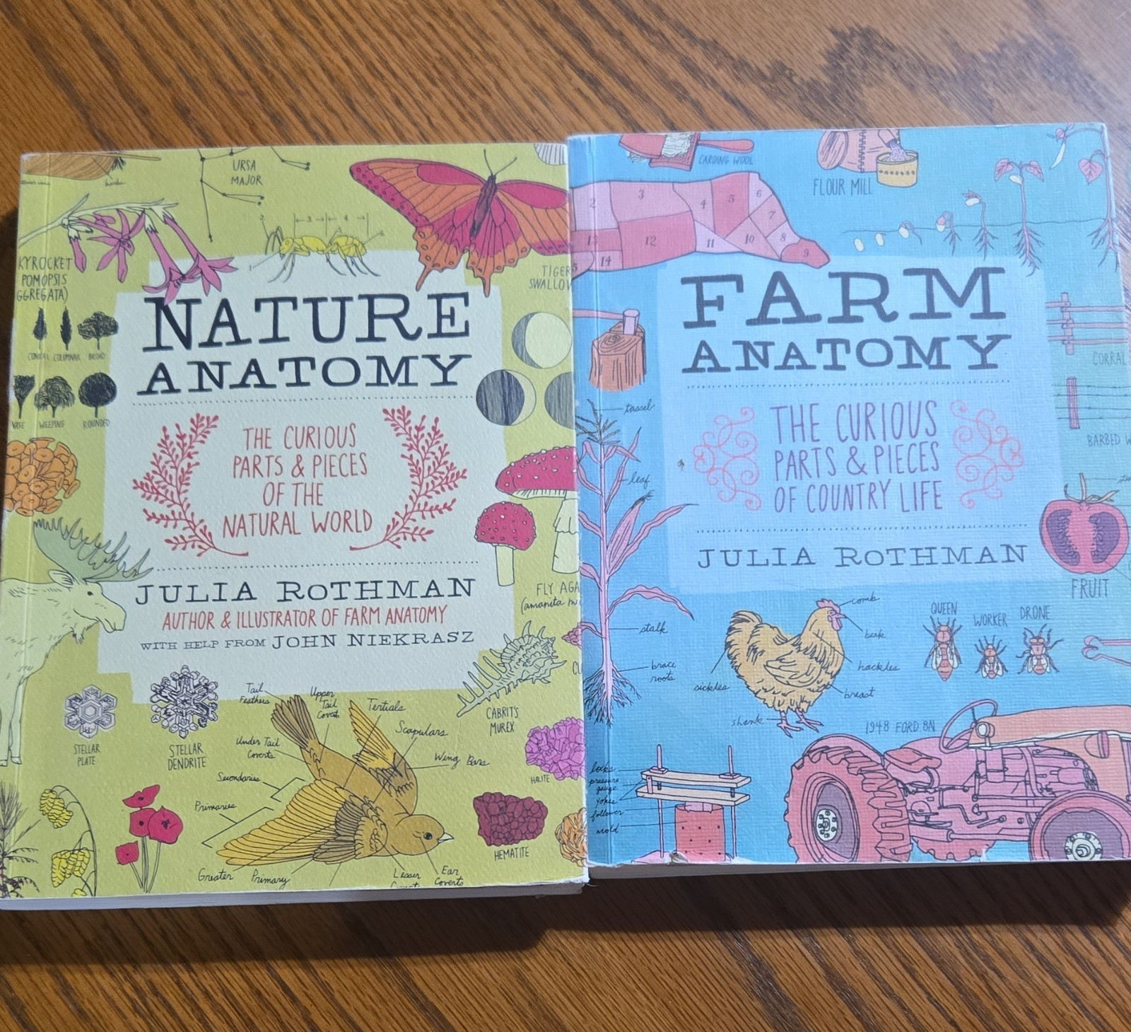 Julia Rothman lot of 2: Nature Anatomy & Farm Anatomy PB Illustrated